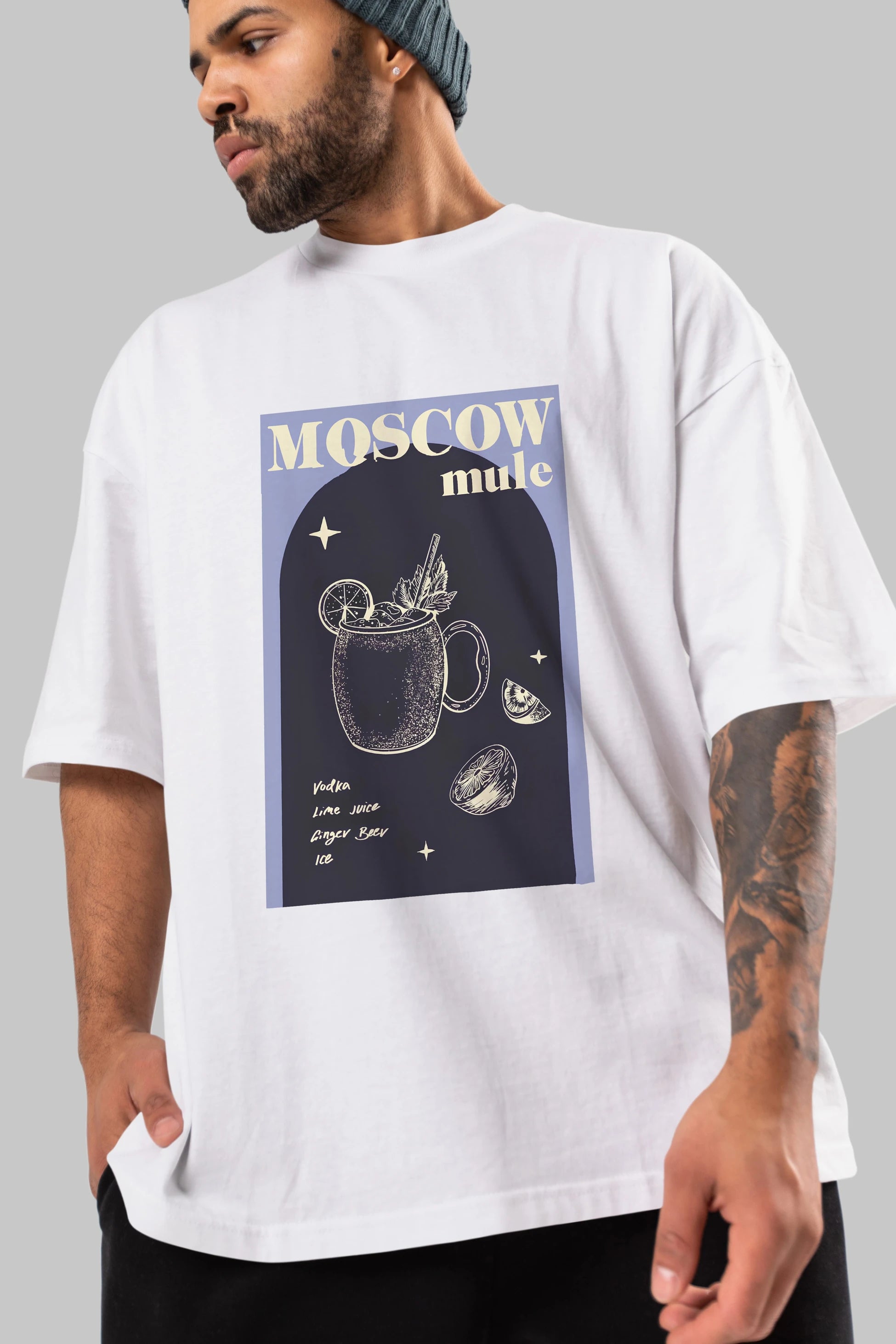 Moscow Mule Ön Baskılı Oversize t-shirt Erkek Kadın Unisex %100 Pamuk Bisiklet Yaka tişort