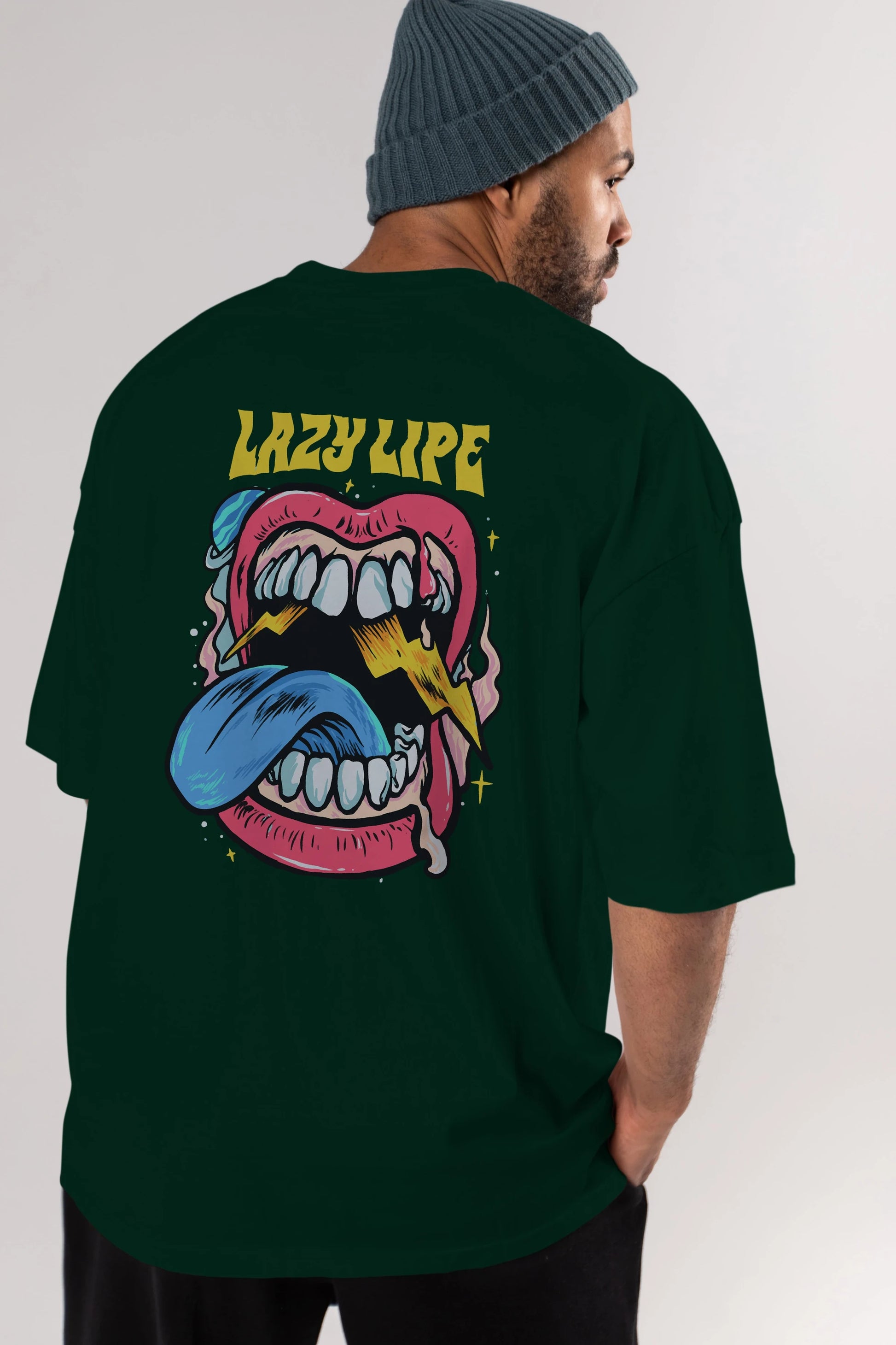 Lazy Lipe Arka Baskılı Oversize t-shirt Erkek Kadın Unisex