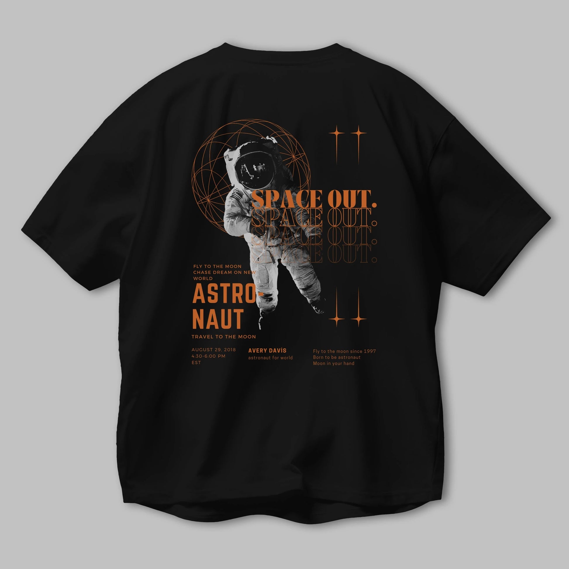 Astronaut Space Out Yazılı Arka Baskılı Oversize t-shirt Erkek Kadın Unisex