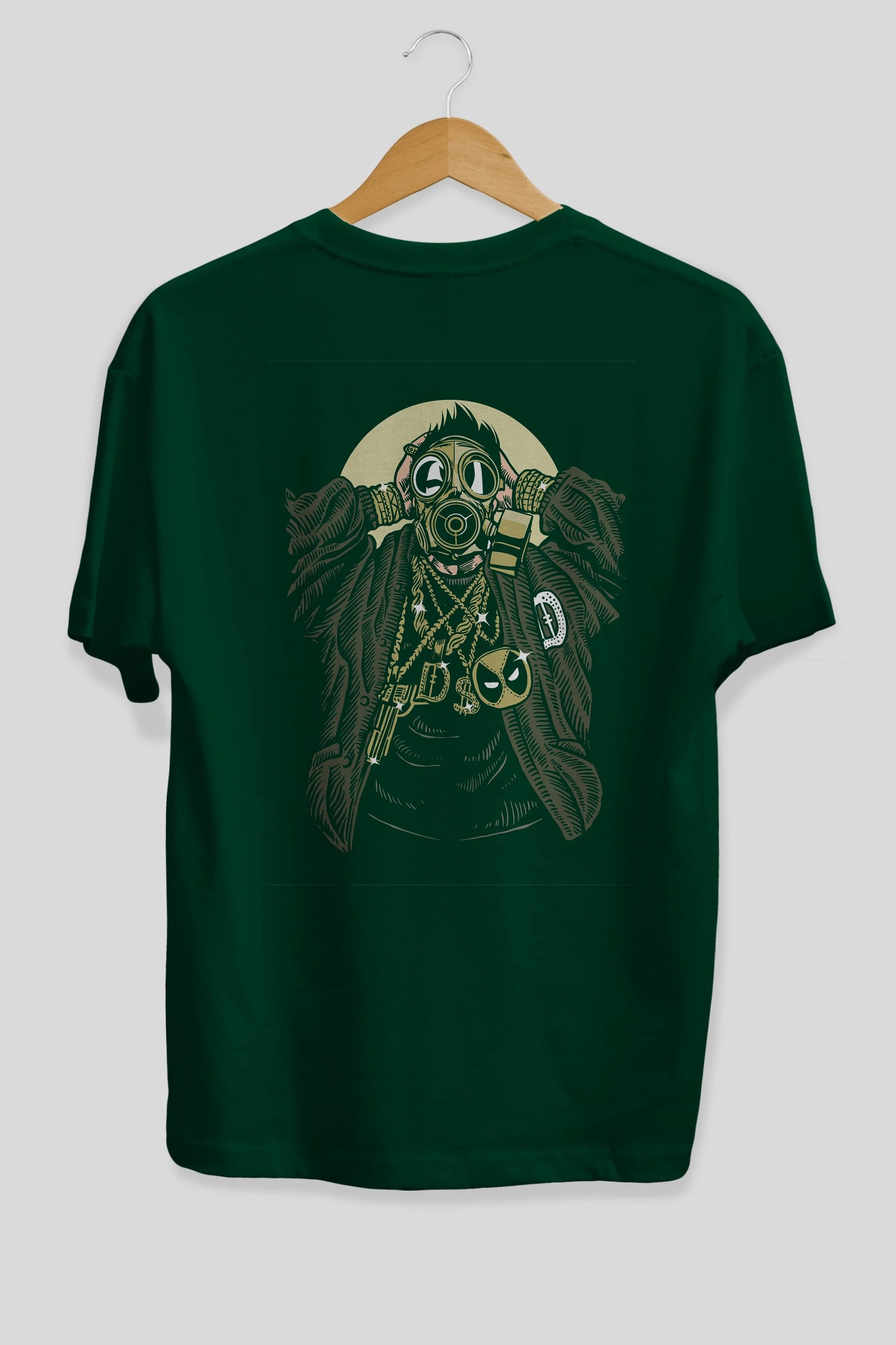 Gasmask Gangsta Arka Baskılı Oversize t-shirt Erkek Kadın Unisex %100 Pamuk