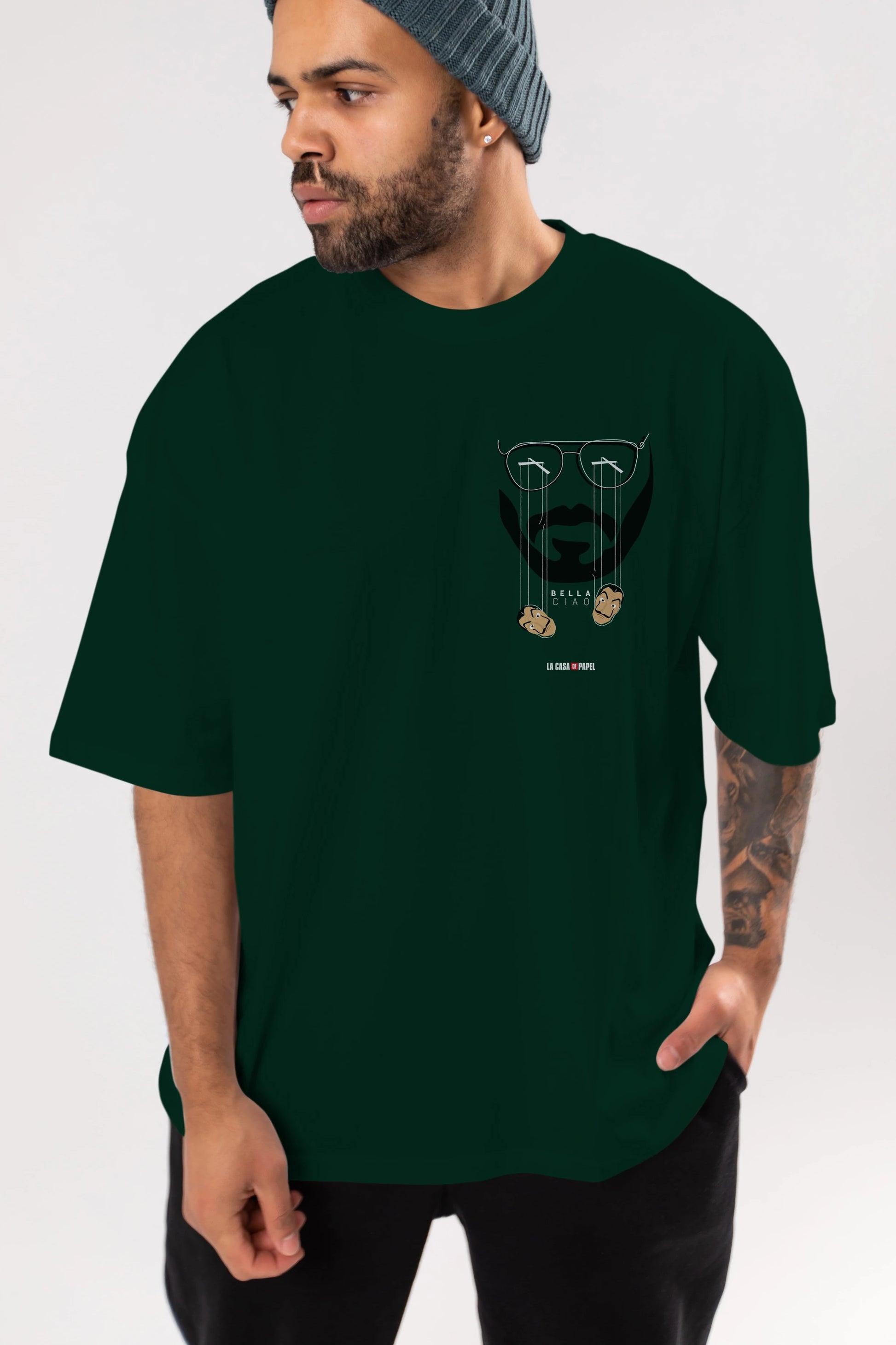 La Casa De Papel (11) Ön Sol Baskılı Oversize t-shirt Erkek Kadın Unisex %100 Pamuk Bisiklet Yaka tişort