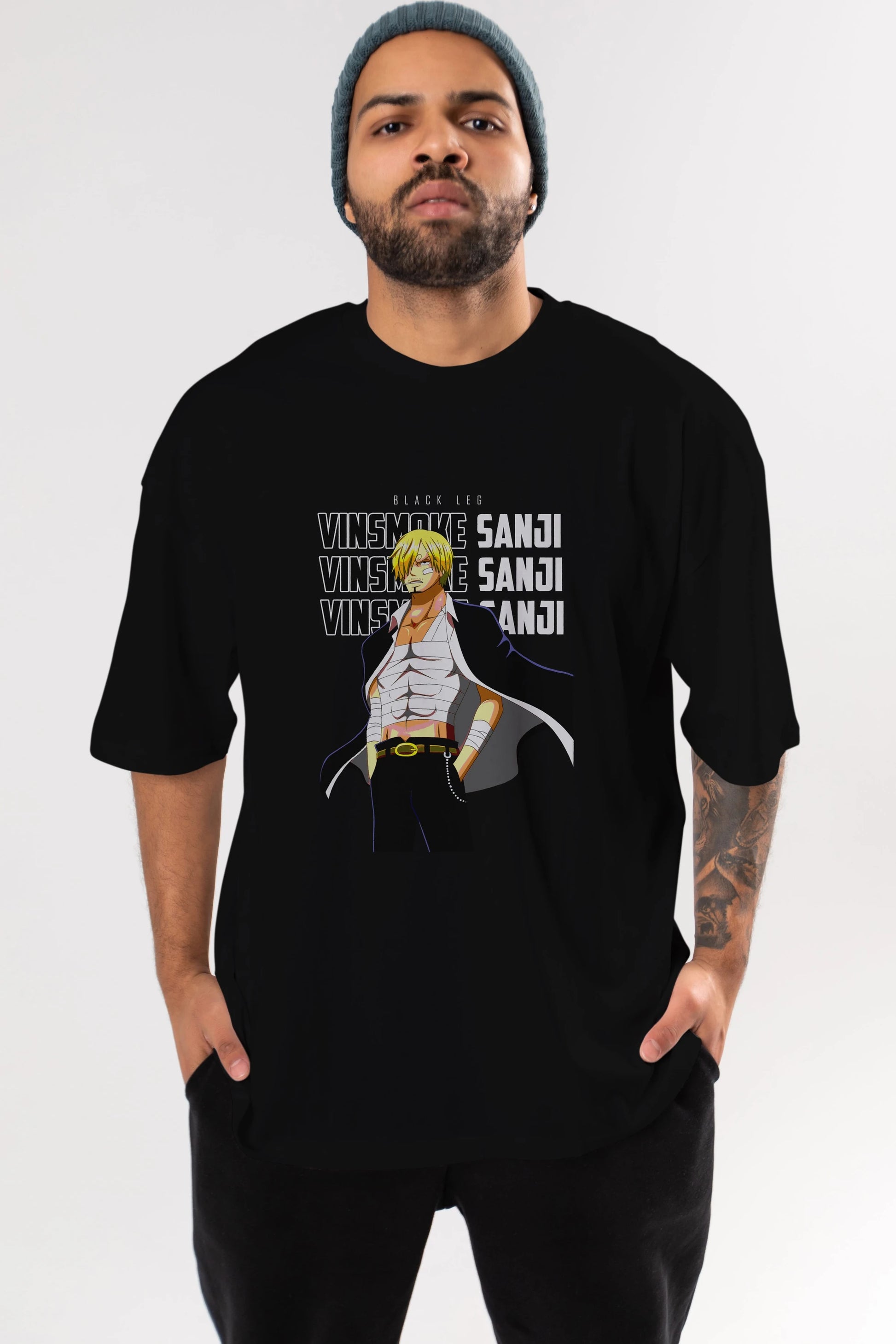 Sanji Anime Ön Baskılı Oversize t-shirt Erkek Kadın Unisex