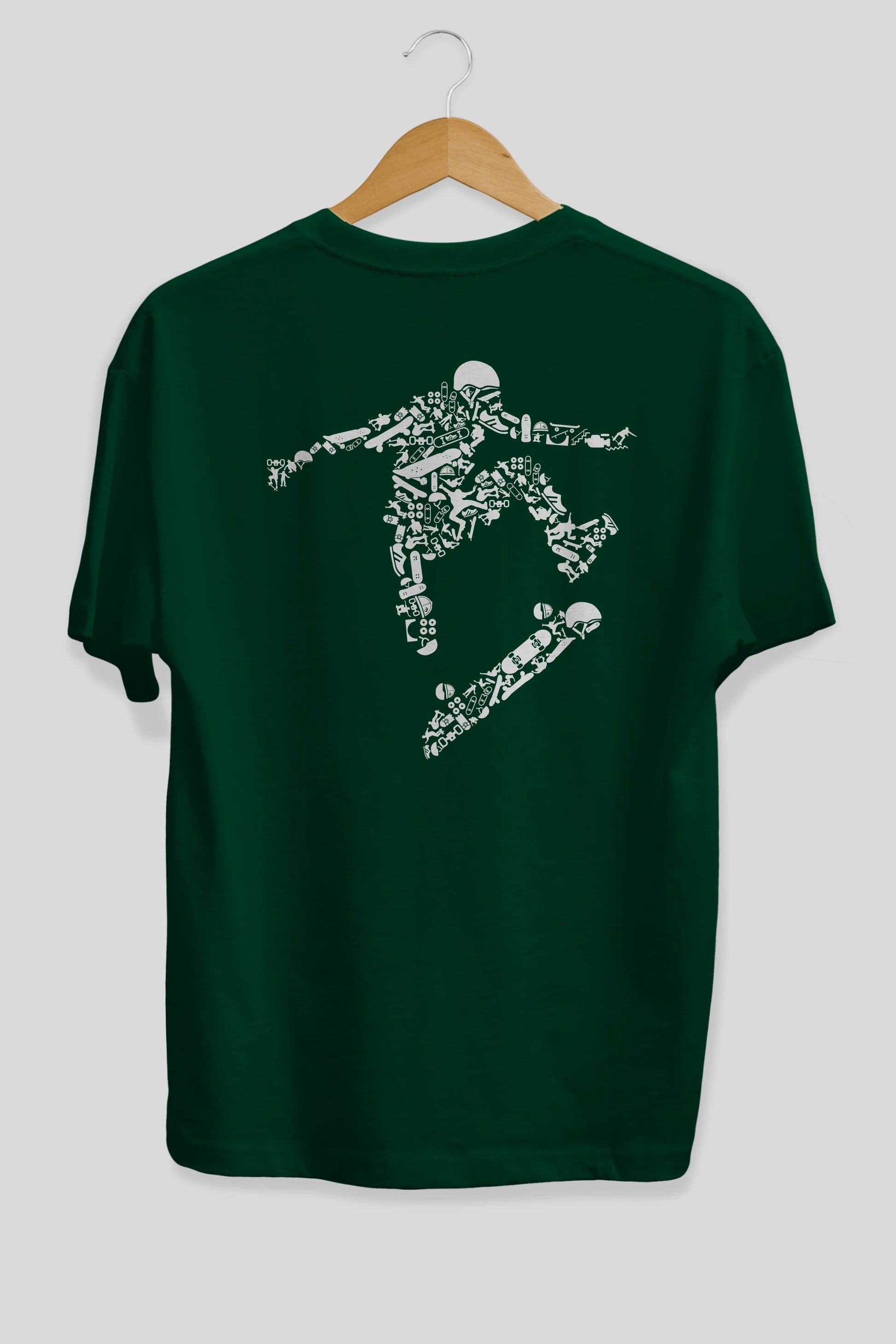 Skater Arka Baskılı Oversize t-shirt %100 pamuk Erkek Kadın Unisex