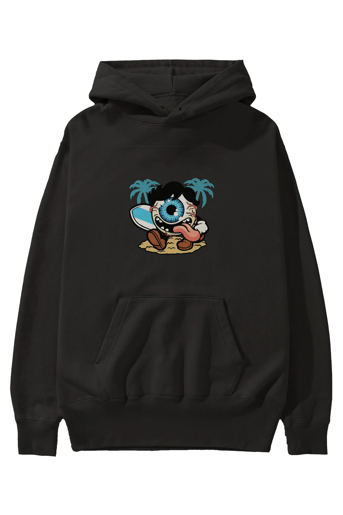 Eye Ball Surfer Ön Baskılı Hoodie Oversize Kapüşonlu Sweatshirt Erkek Kadın Unisex