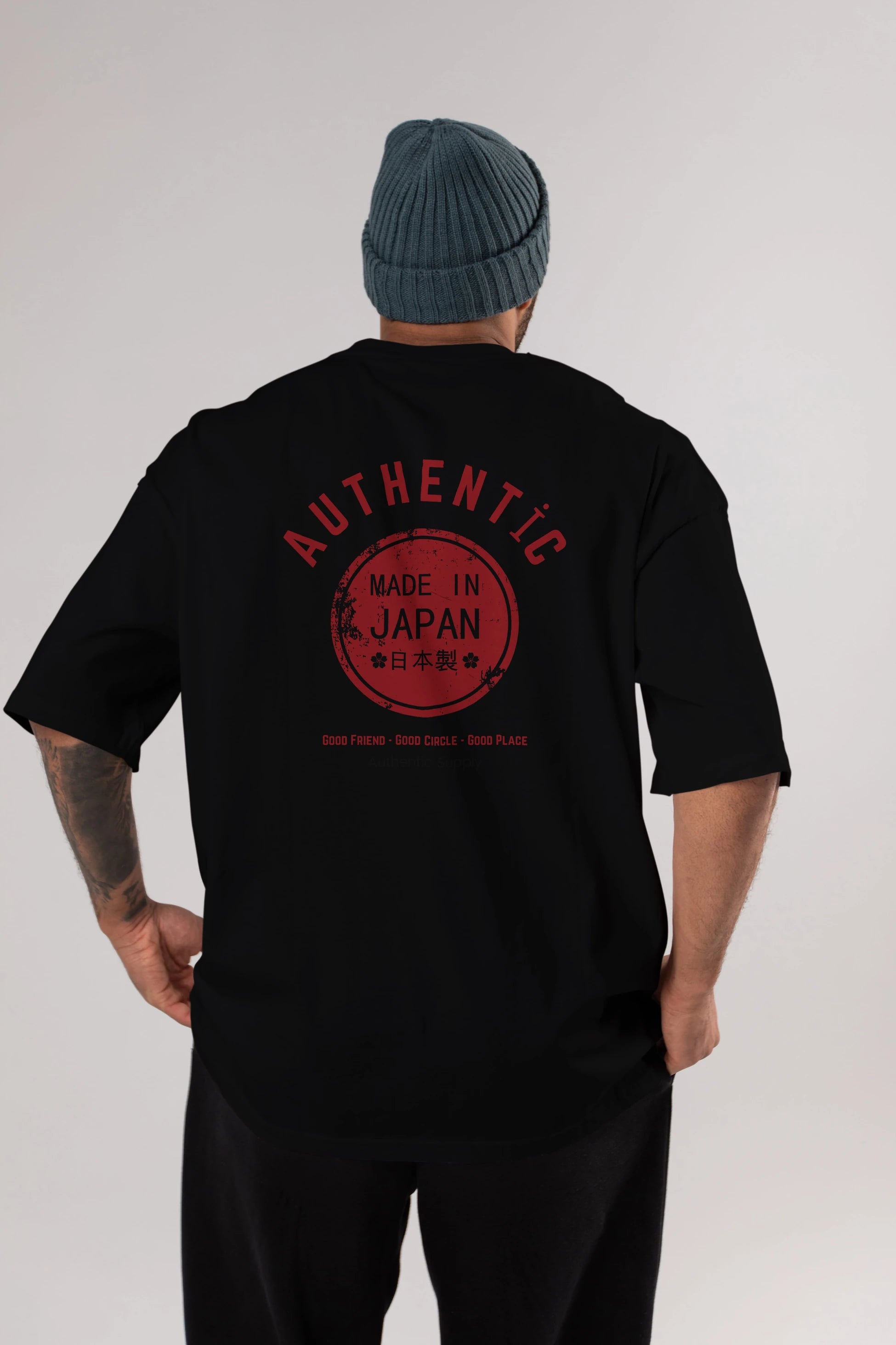 Authentic Japan Style Arka Baskılı Oversize t-shirt Erkek Kadın Unisex