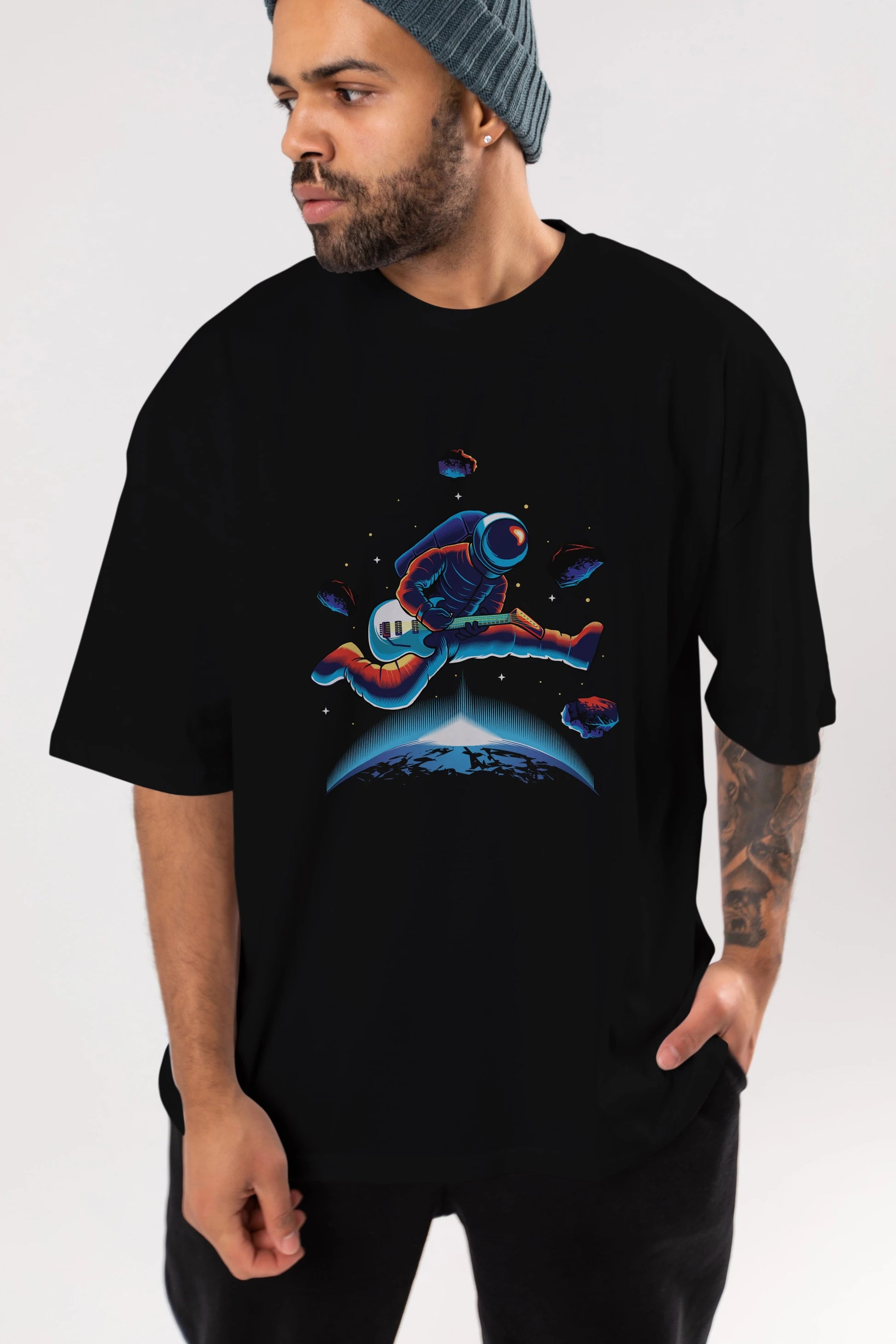Astroguitar Ön Baskılı Oversize t-shirt Erkek Kadın Unisex