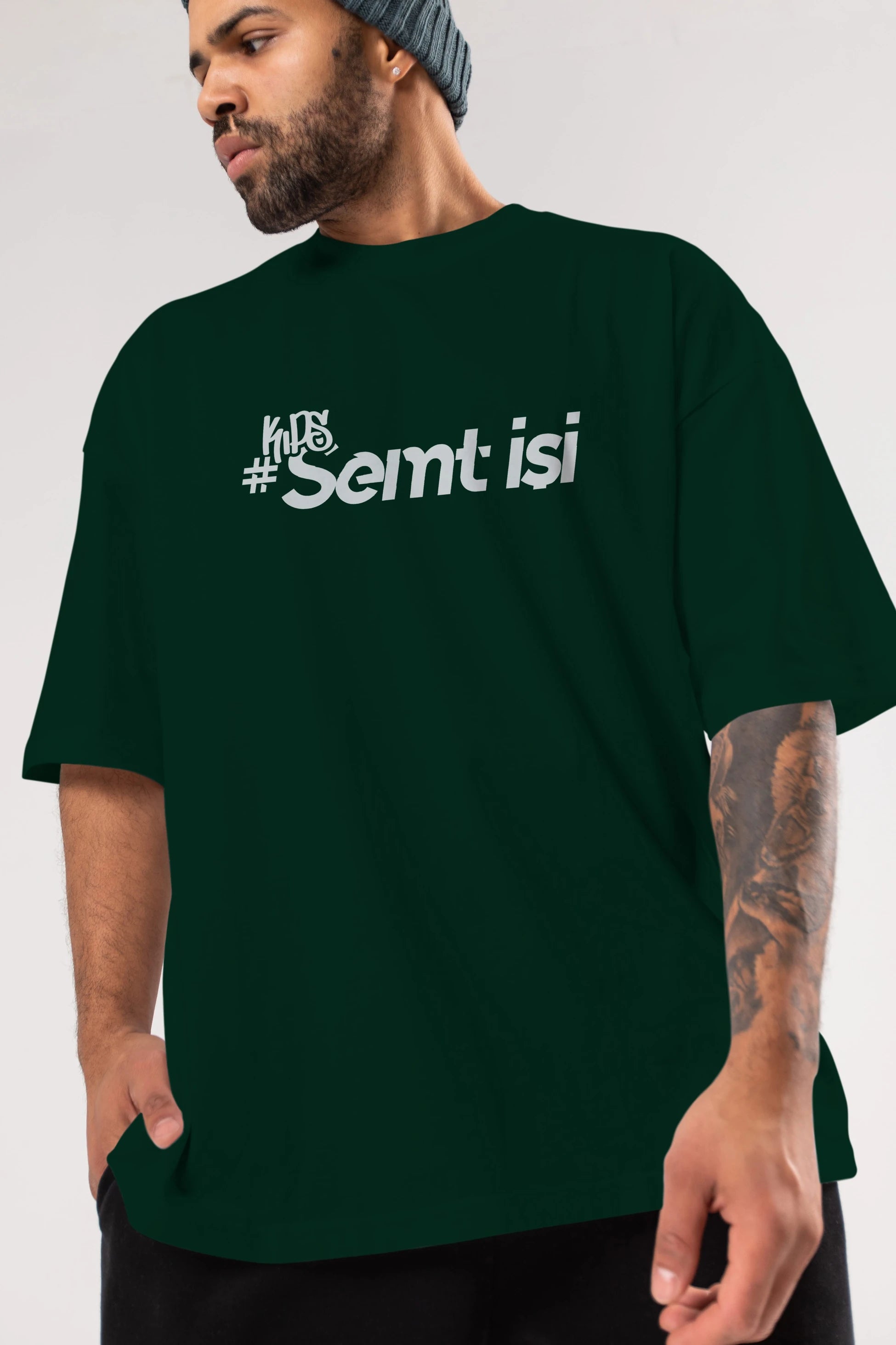 Semt İşi Ön Baskılı Oversize t-shirt %100 pamuk Erkek Kadın Unisex