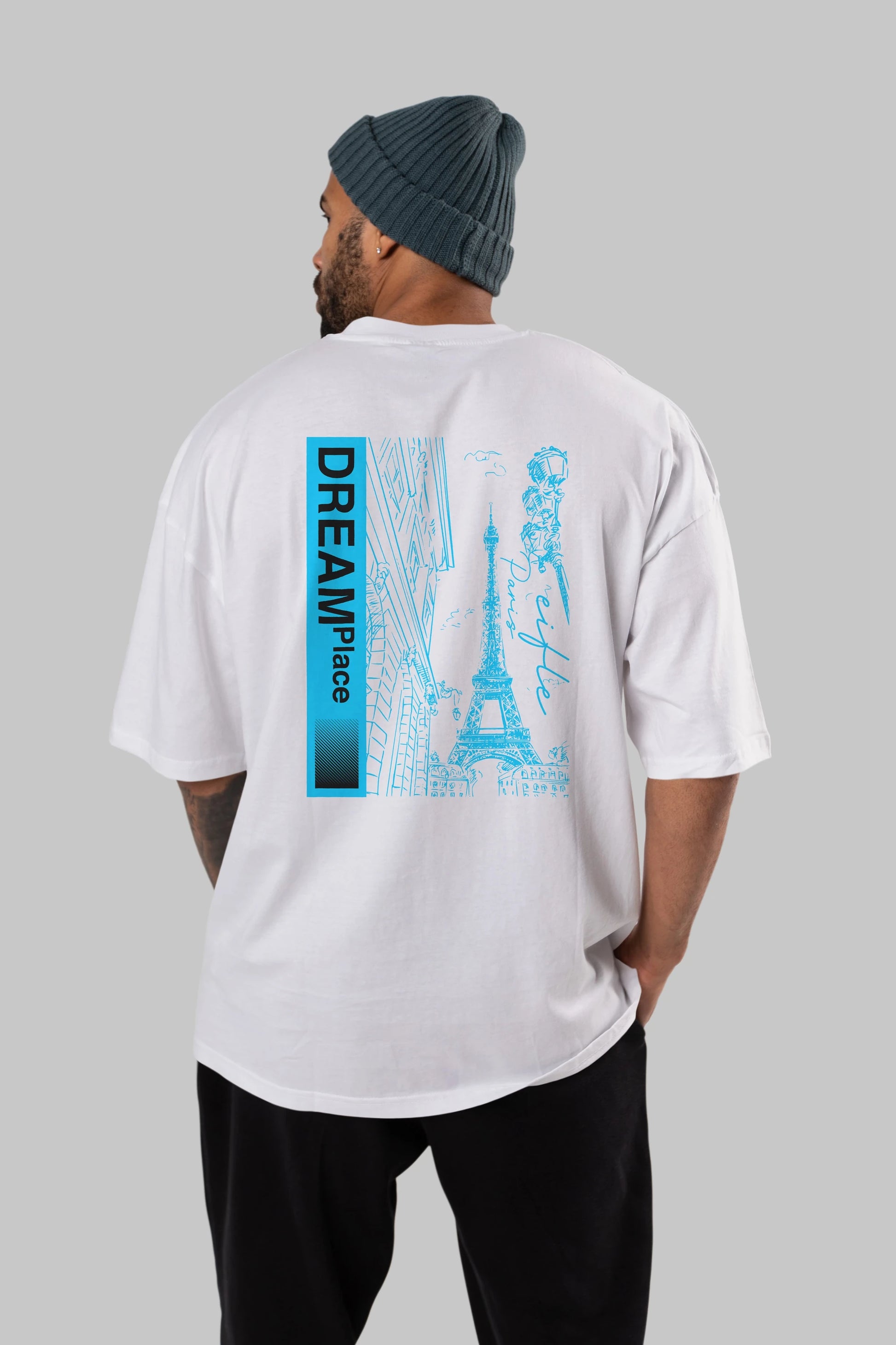Dream Place Arka Baskılı Oversize t-shirt Erkek Kadın Unisex