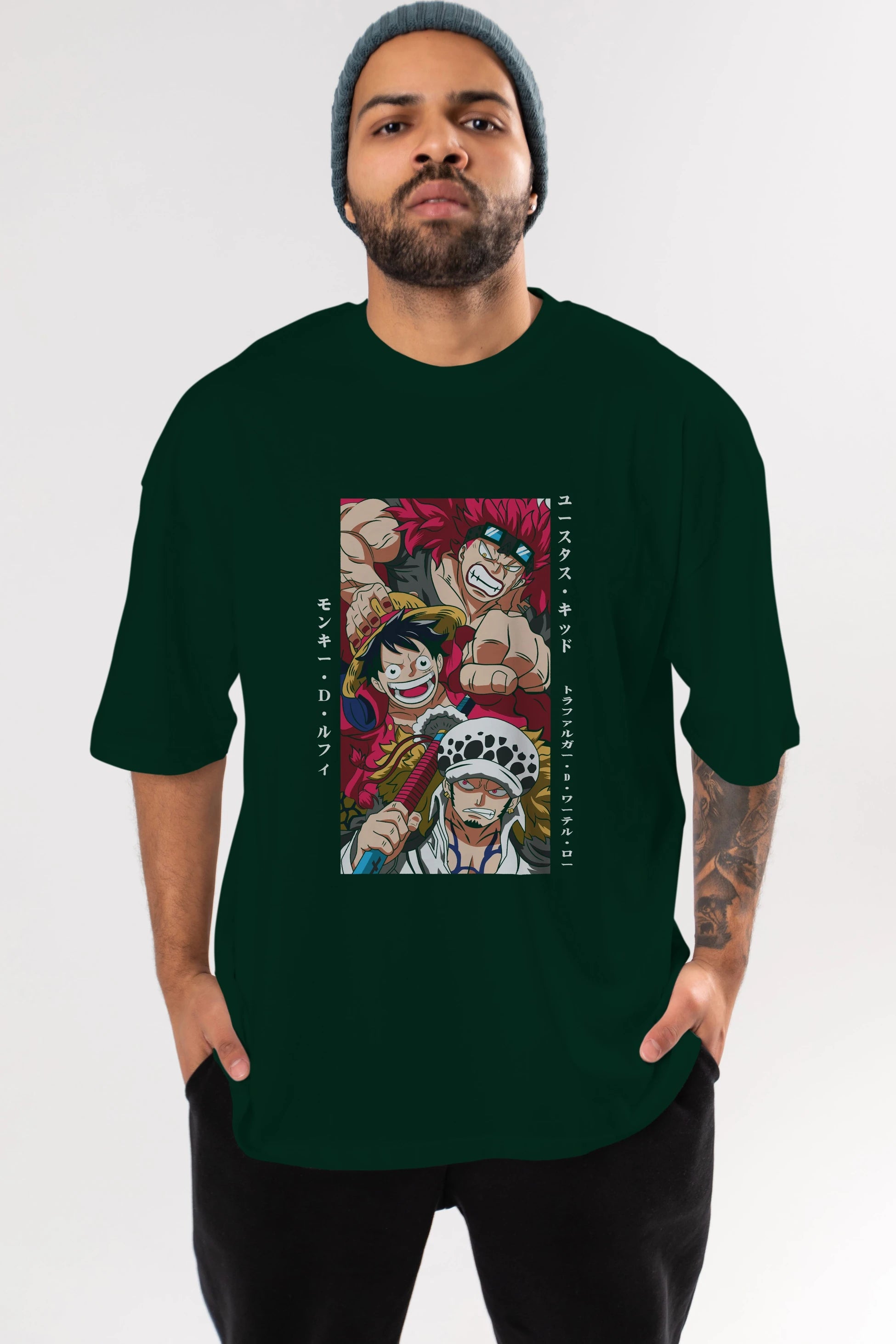 SUPER NOVAS one piece Anime Ön Baskılı Oversize t-shirt %100 pamuk Erkek Kadın Unisex