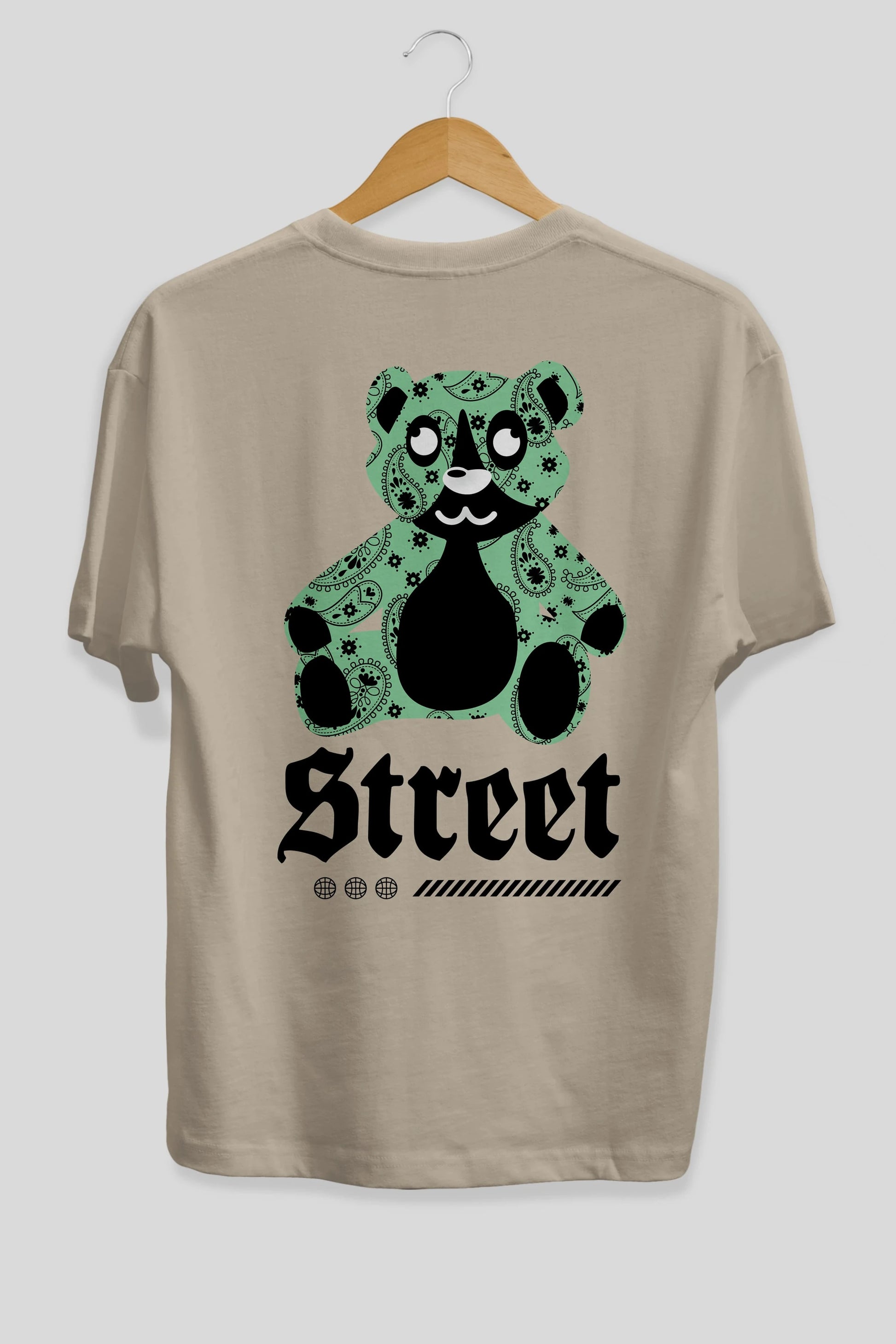 Street Bear Arka Baskılı Oversize t-shirt Erkek Kadın Unisex