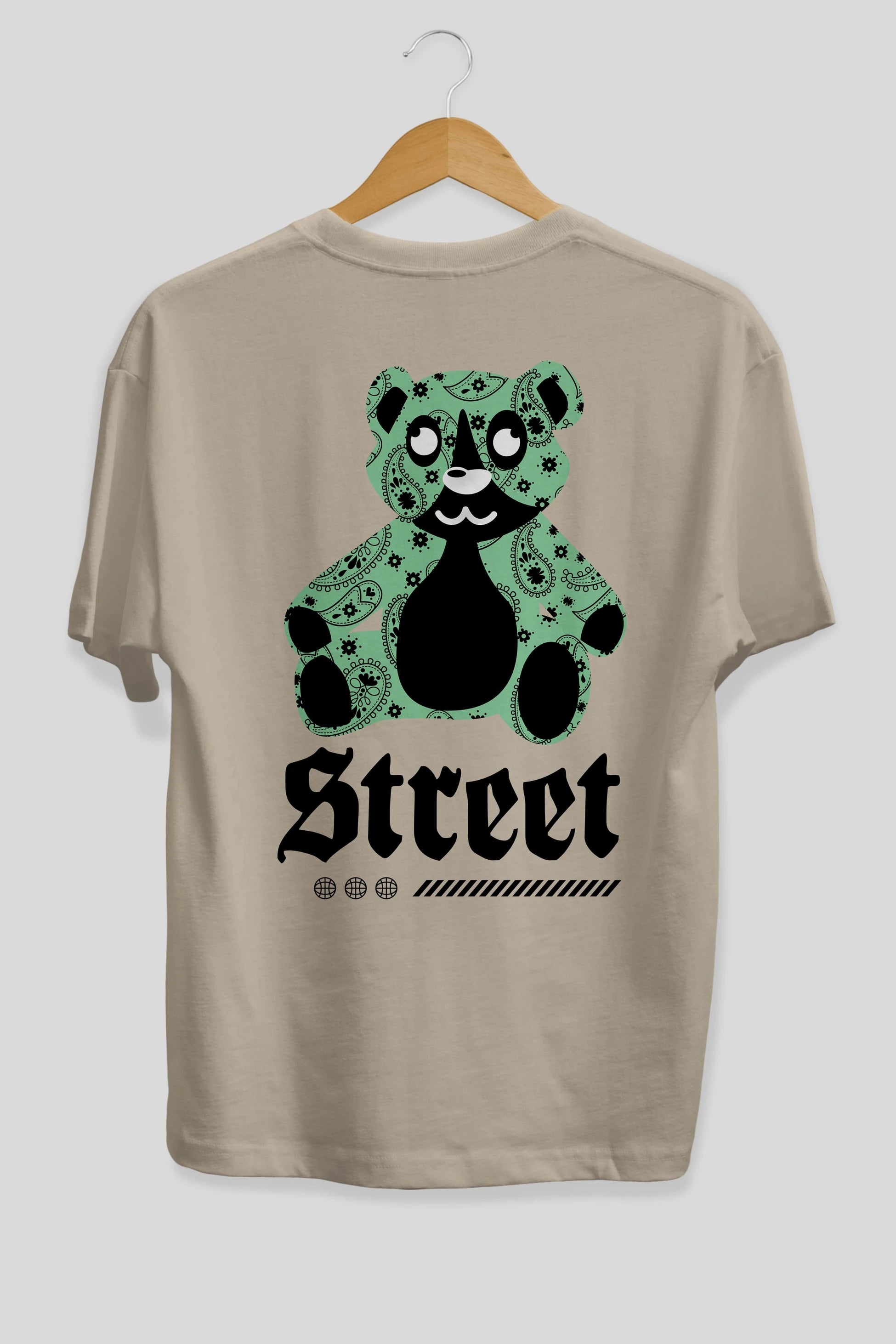 Street Bear Arka Baskılı Oversize t-shirt Erkek Kadın Unisex