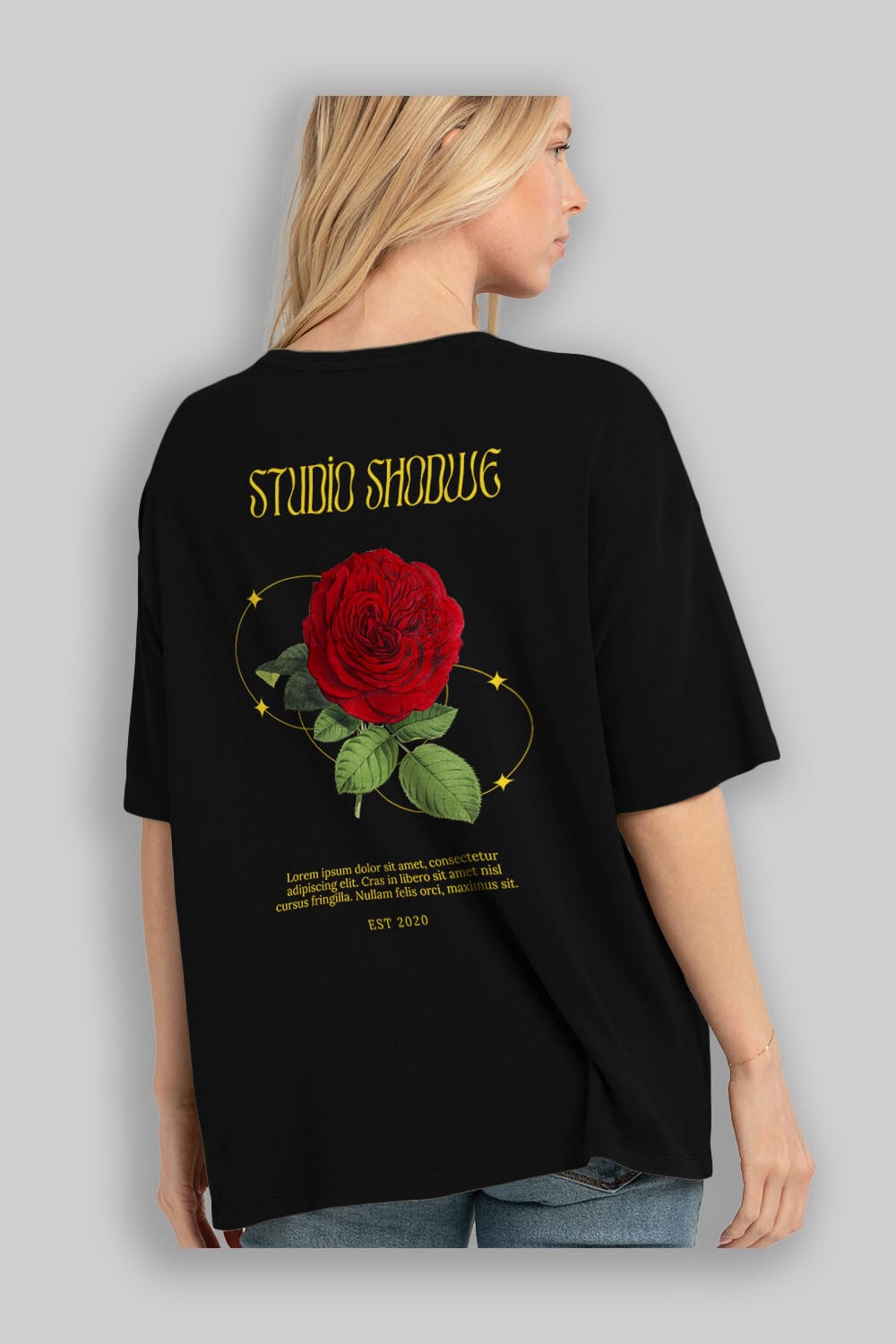 Studio Shodwe Rose Arka Baskılı Oversize t-shirt Erkek Kadın Unisex