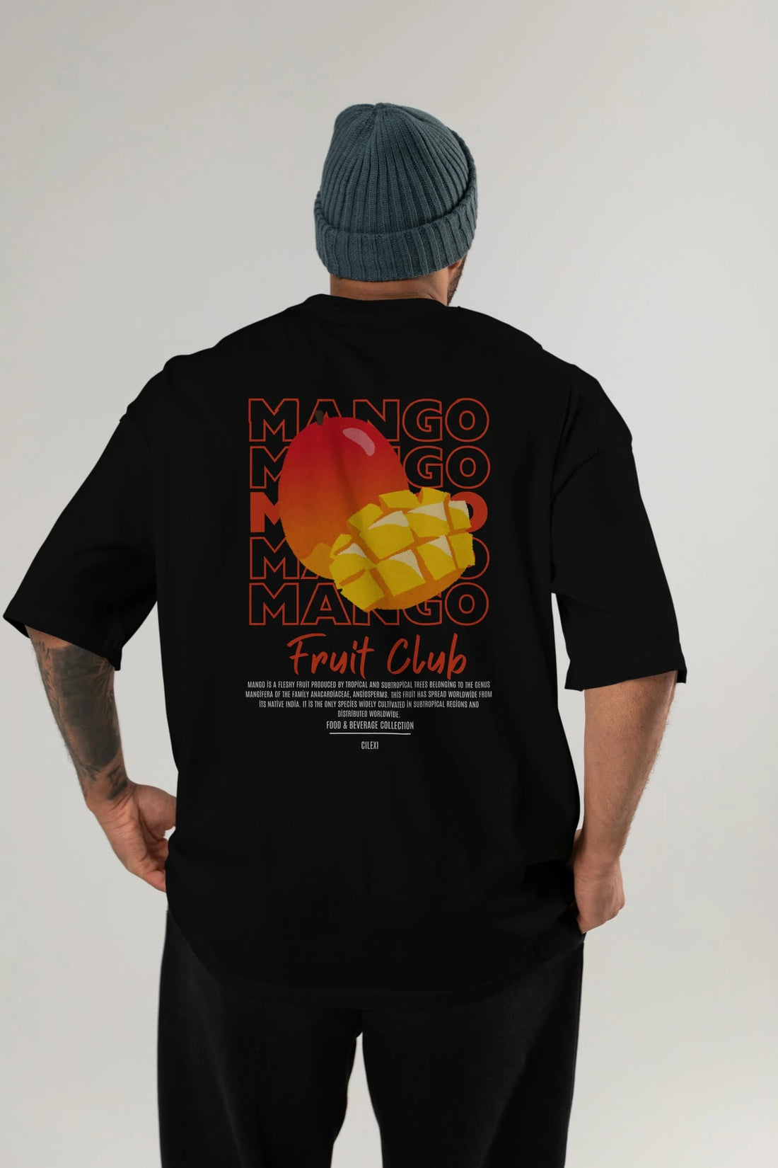 Mango Arka Baskılı Oversize t-shirt Erkek Kadın Pamuk Bisiklet Yaka tişort