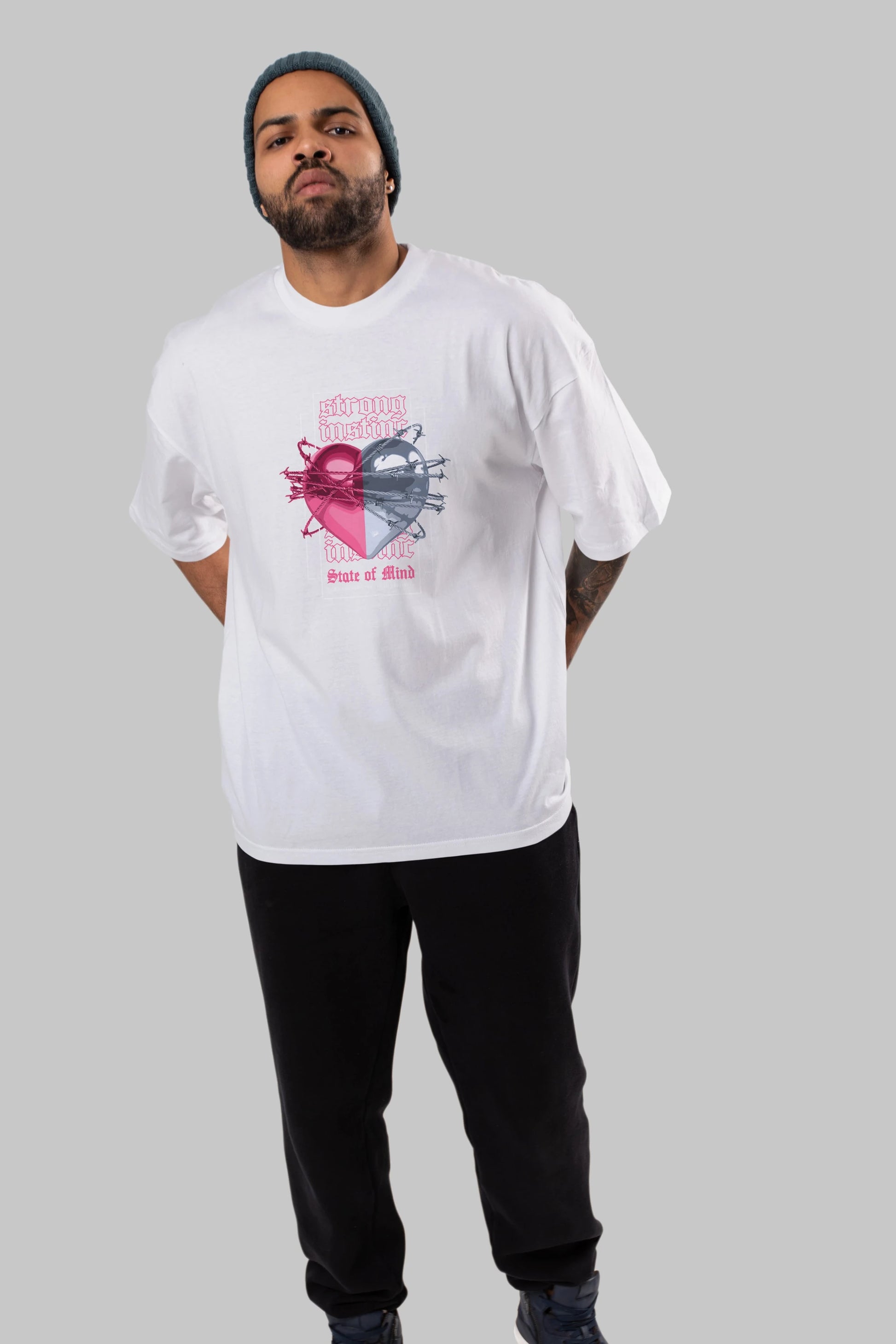 State of Mind Ön Baskılı Oversize t-shirt Erkek Kadın Unisex