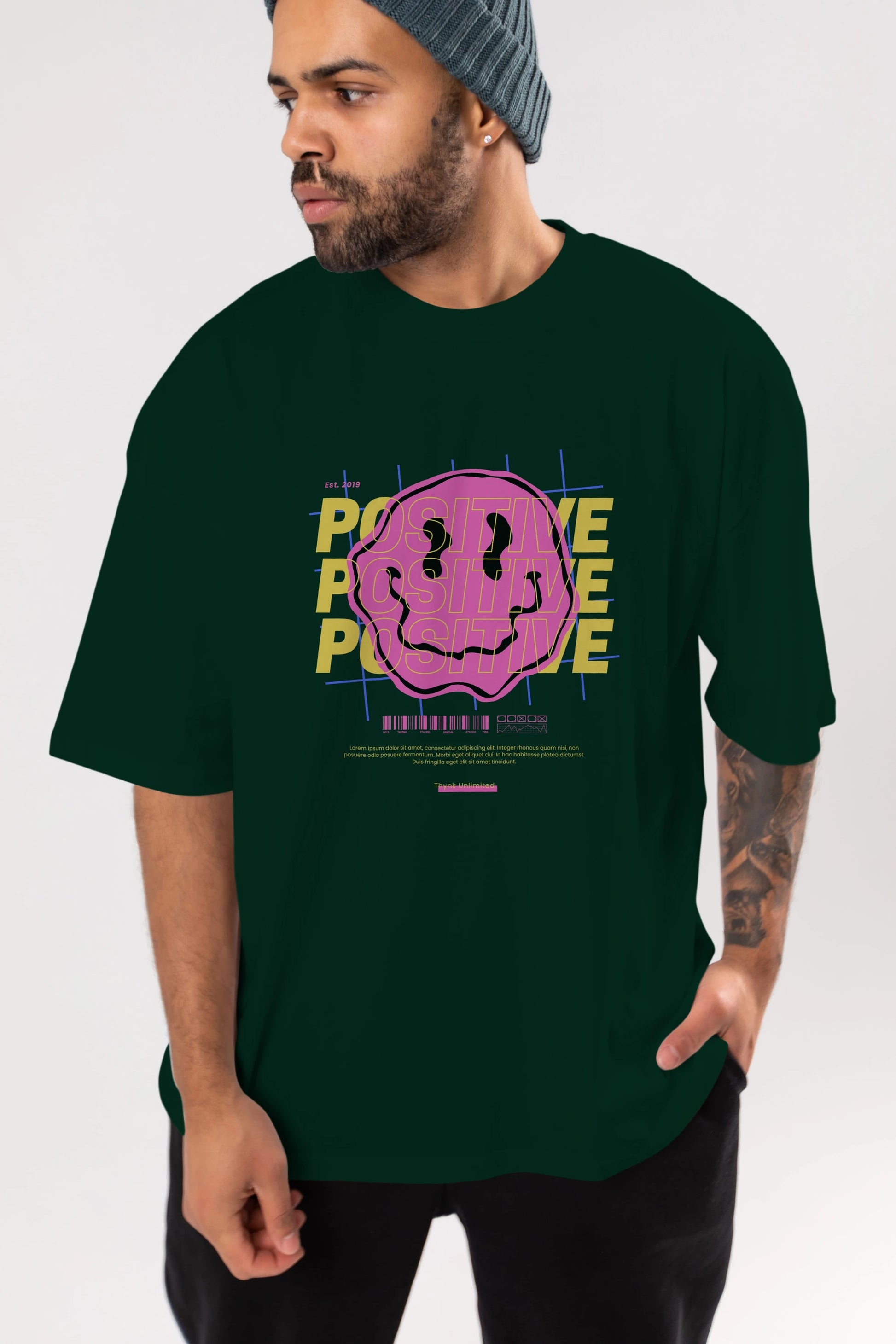 Positive 2 Ön Baskılı Oversize t-shirt Erkek Kadın Unisex