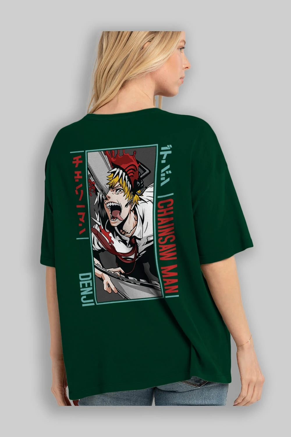Denji Chainsaw Man Anime Arka Baskılı Oversize t-shirt Erkek Kadın Unisex