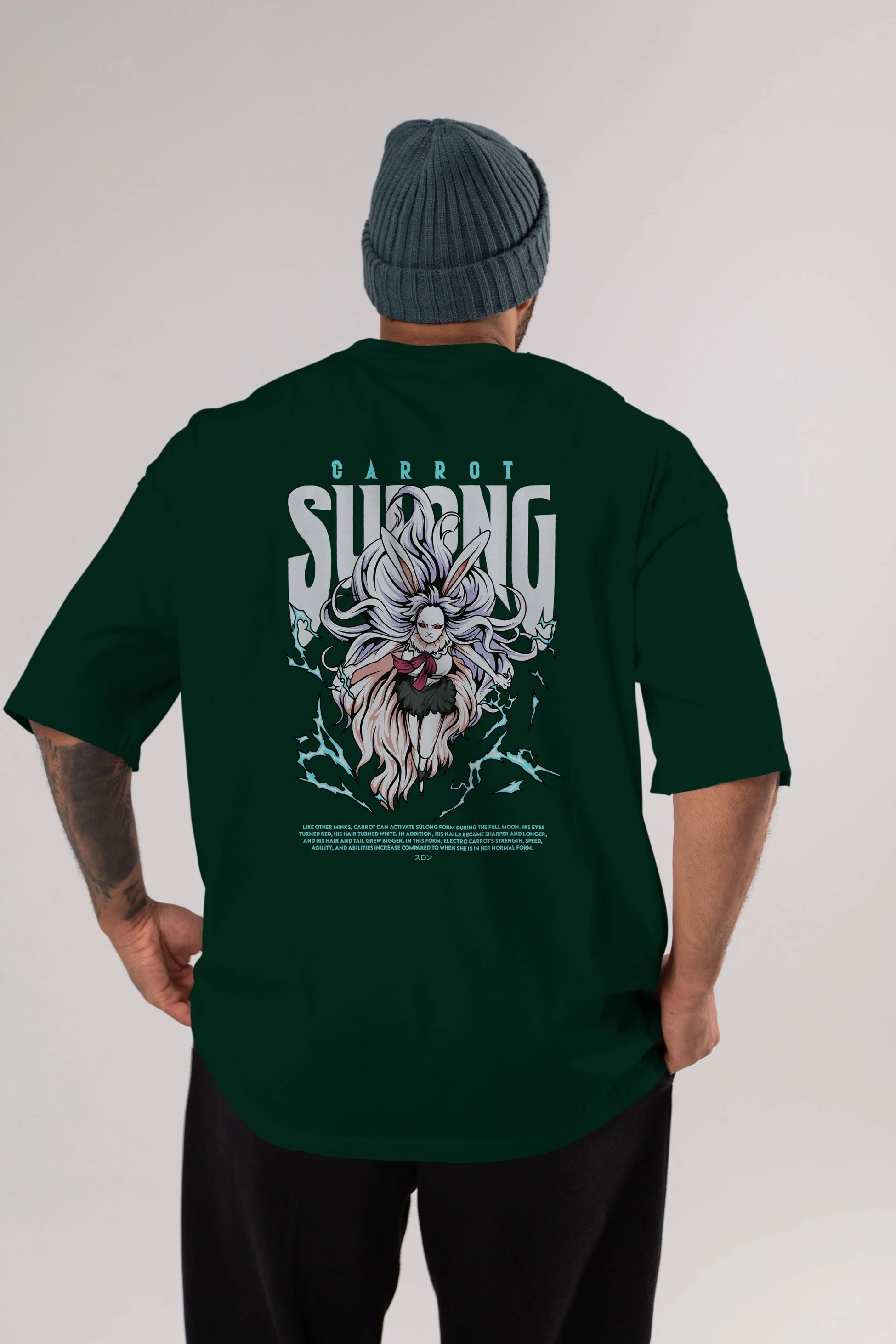 Carrot Sulong Anime Arka Baskılı Oversize t-shirt Erkek Kadın Unisex