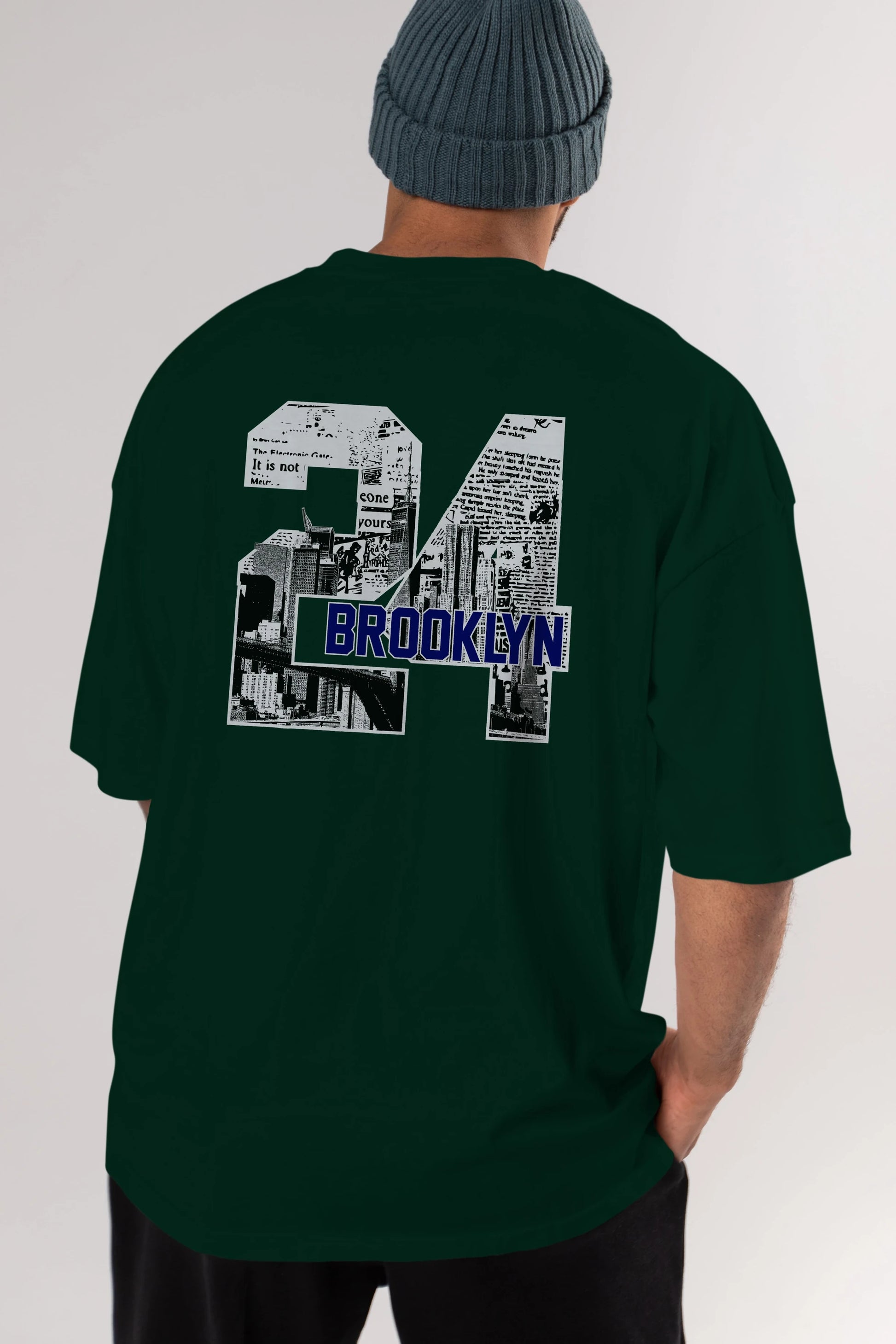 Brooklyn 24 Arka Baskılı Oversize t-shirt Erkek Kadın Unisex