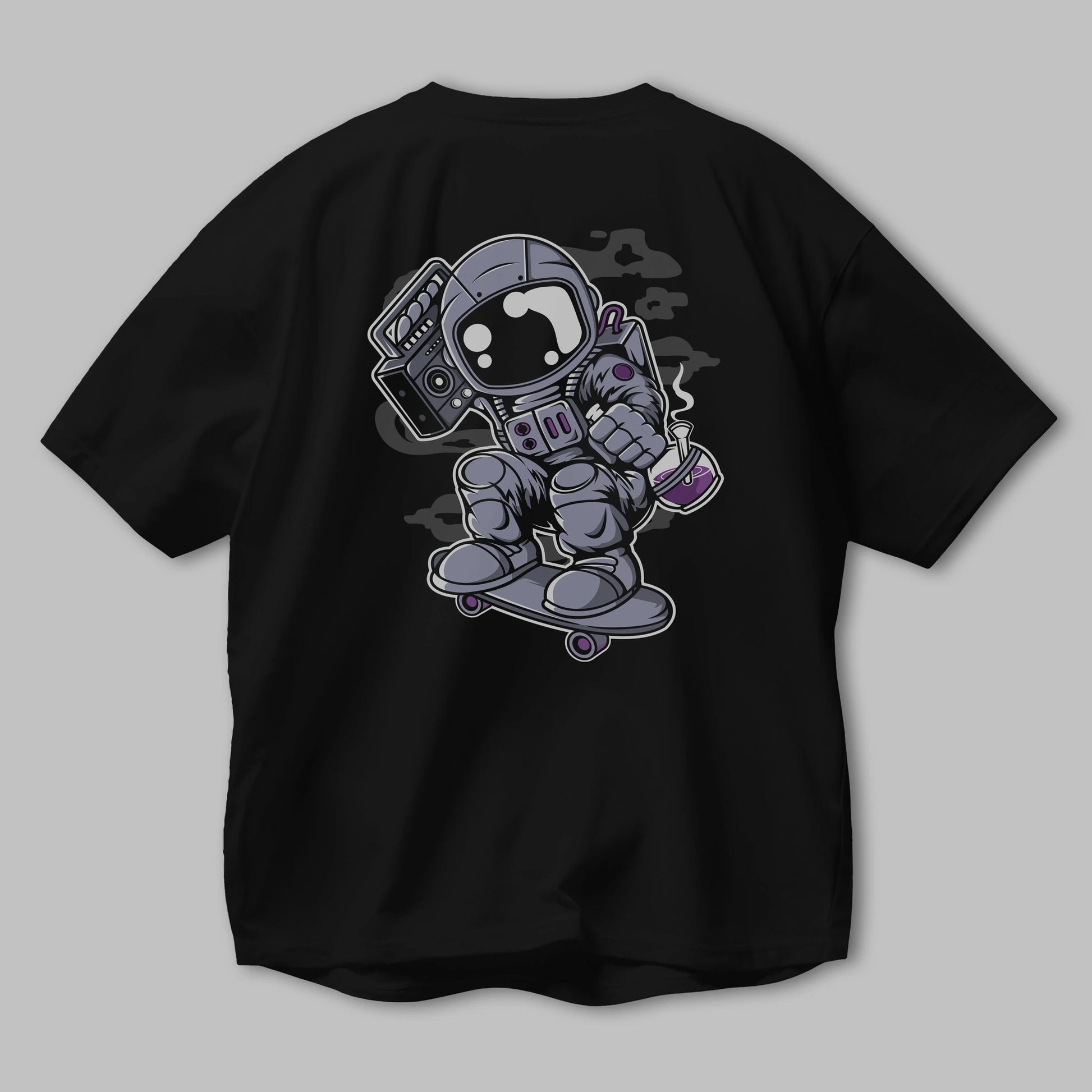 Astroanut Skater Boombox Arka Baskılı Oversize t-shirt Erkek Kadın Unisex