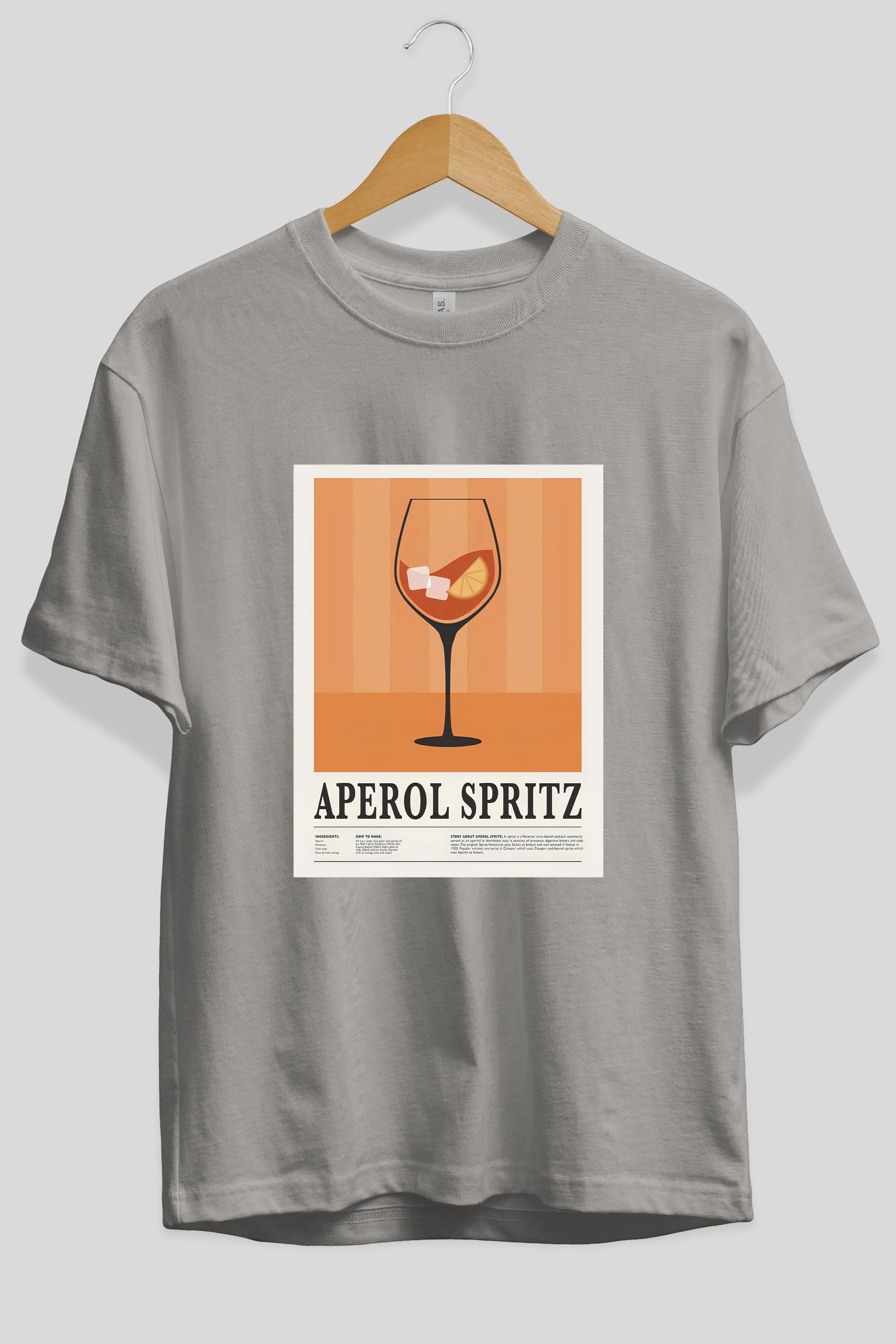 Aperol Spritz 8 Ön Baskılı Oversize t-shirt Erkek Kadın Unisex %100 Pamuk Bisiklet Yaka tişort