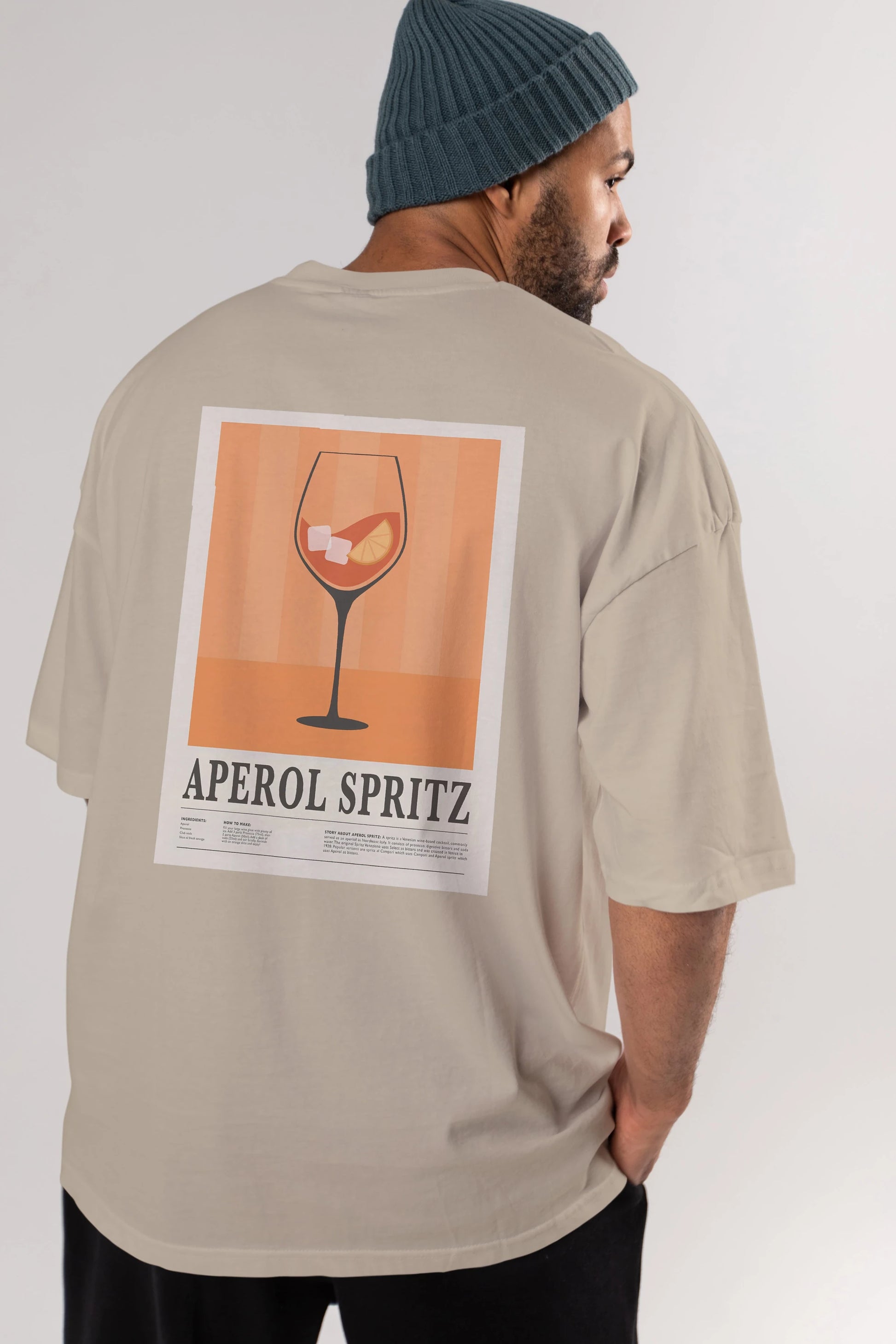 Aperol Spritz 8 Arka Baskılı Oversize t-shirt Erkek Kadın Unisex %100 Pamuk Bisiklet Yaka tişort