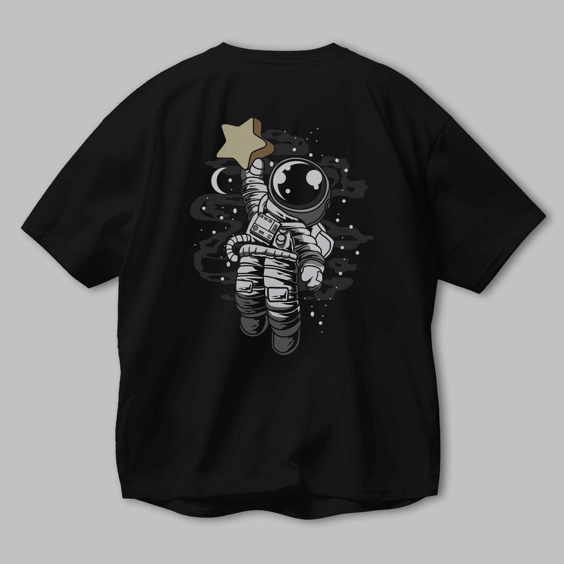 Astronaut Reach The Star Arka Baskılı Oversize t-shirt Erkek Kadın Unisex