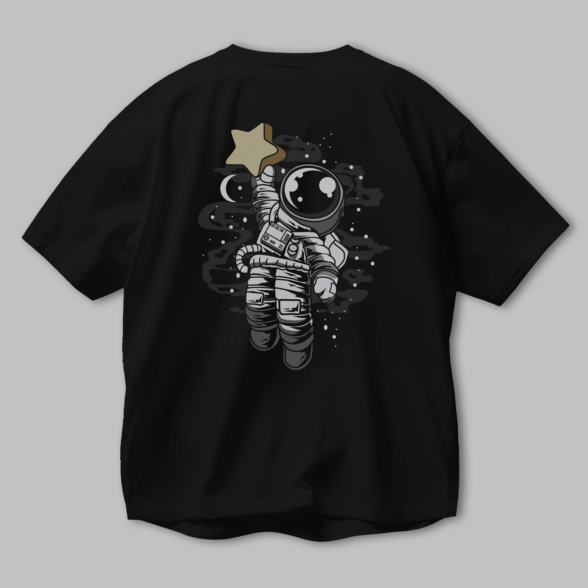 Astronaut Reach The Star Arka Baskılı Oversize t-shirt Erkek Kadın Unisex