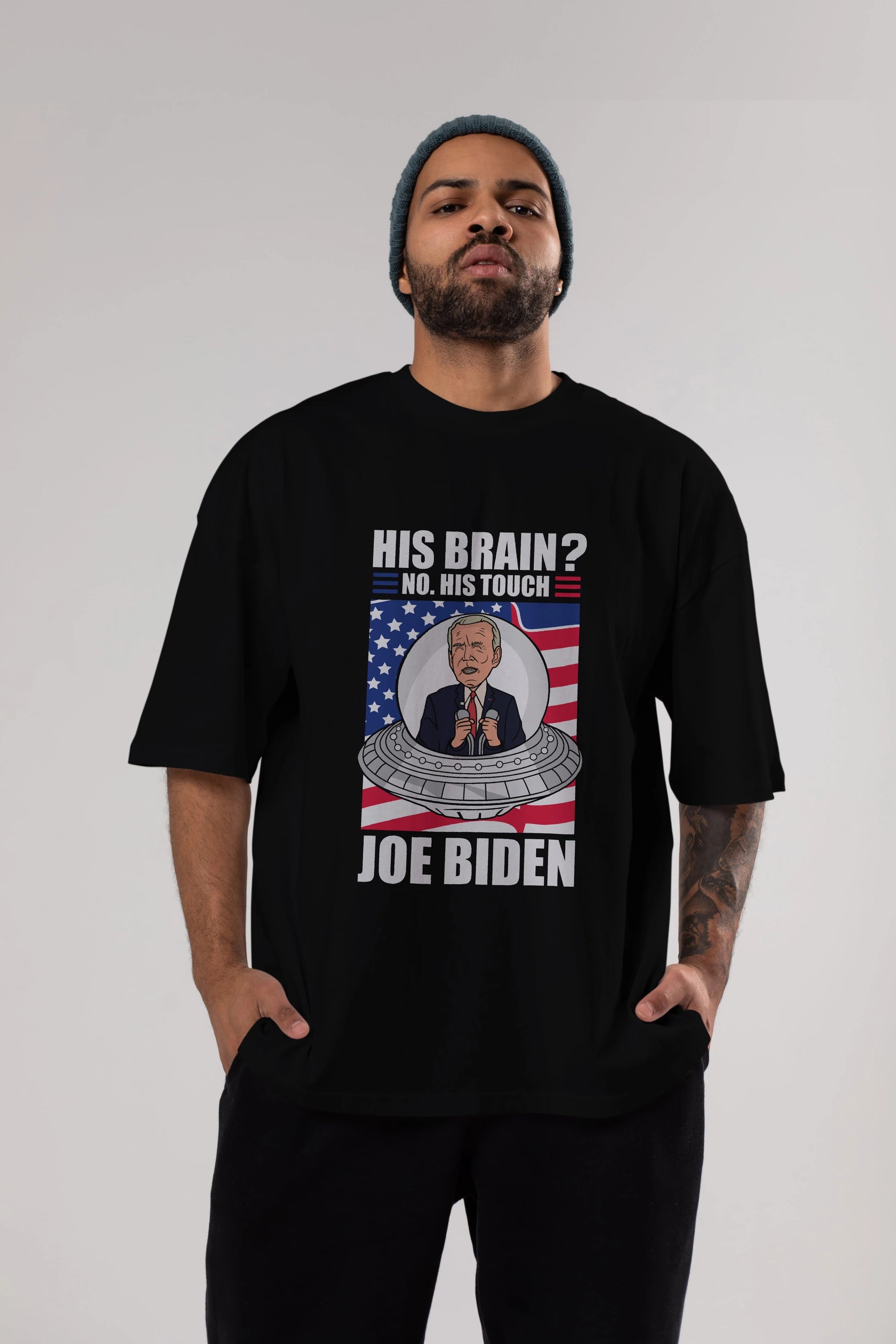 Alien Biden Ön Baskılı Oversize t-shirt Erkek Kadın Unisex %100 Pamuk tişort
