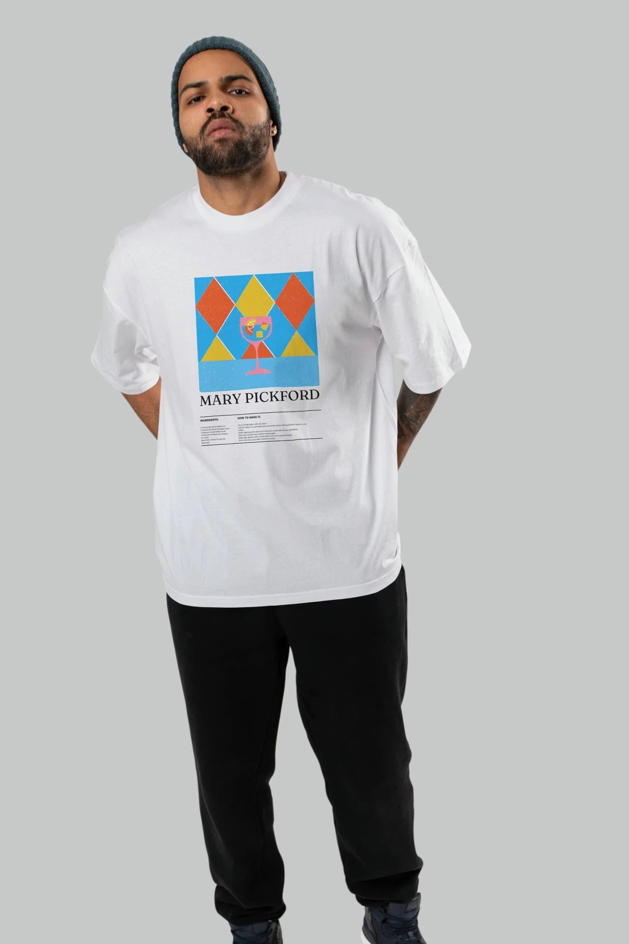 Mary Pickford Kokteyl Ön Baskılı Oversize t-shirt Erkek Kadın %100 Pamuk Bisiklet Yaka tişort