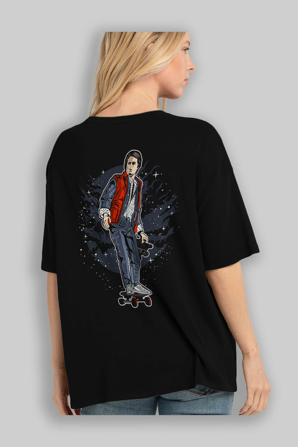 MARTY Arka Baskılı Oversize t-shirt Erkek Kadın Unisex %100 Pamuk