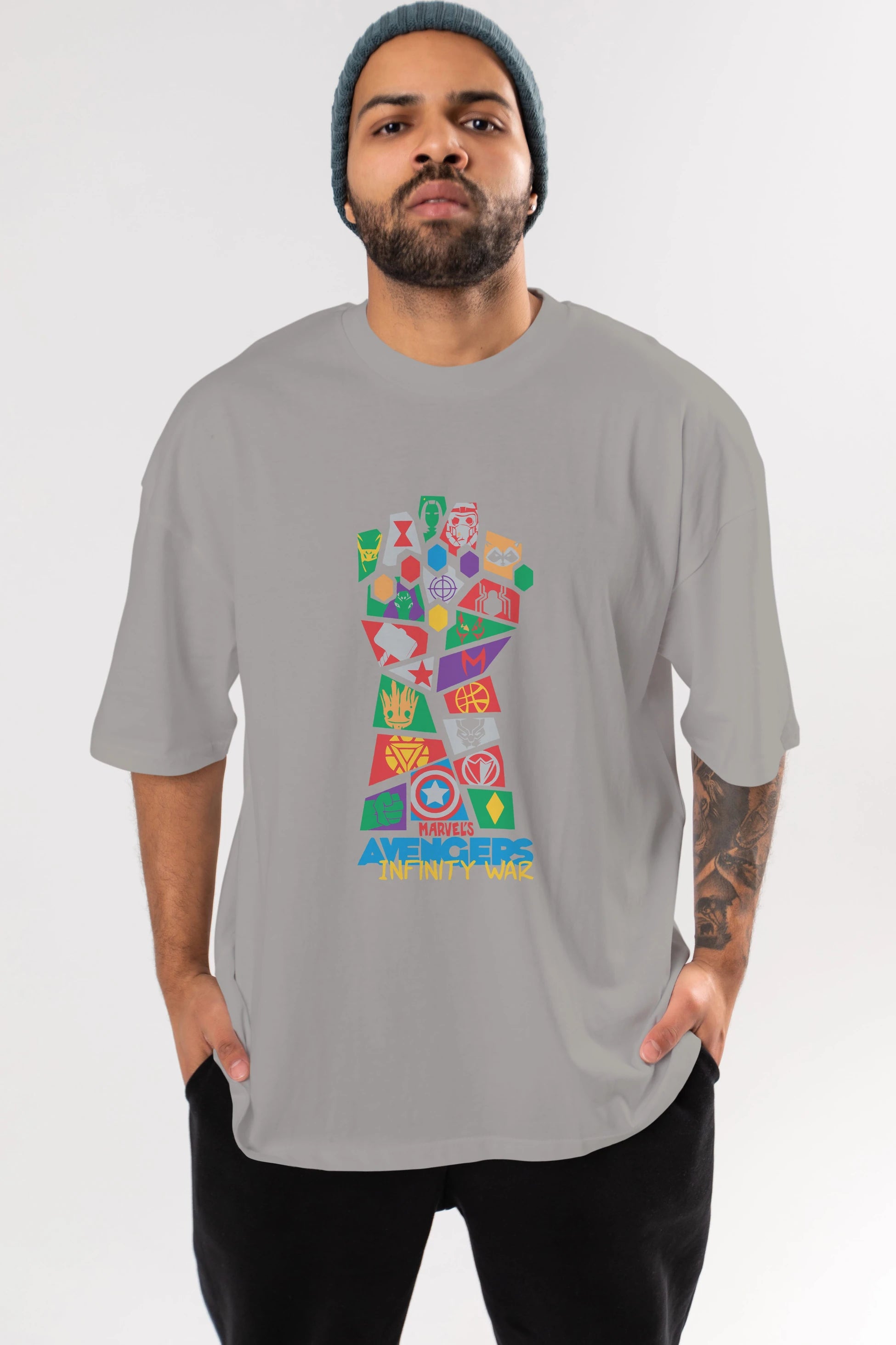 The Avengers Ön Baskılı Oversize t-shirt Erkek Kadın Unisex %100 Pamuk Bisiklet Yaka tişort
