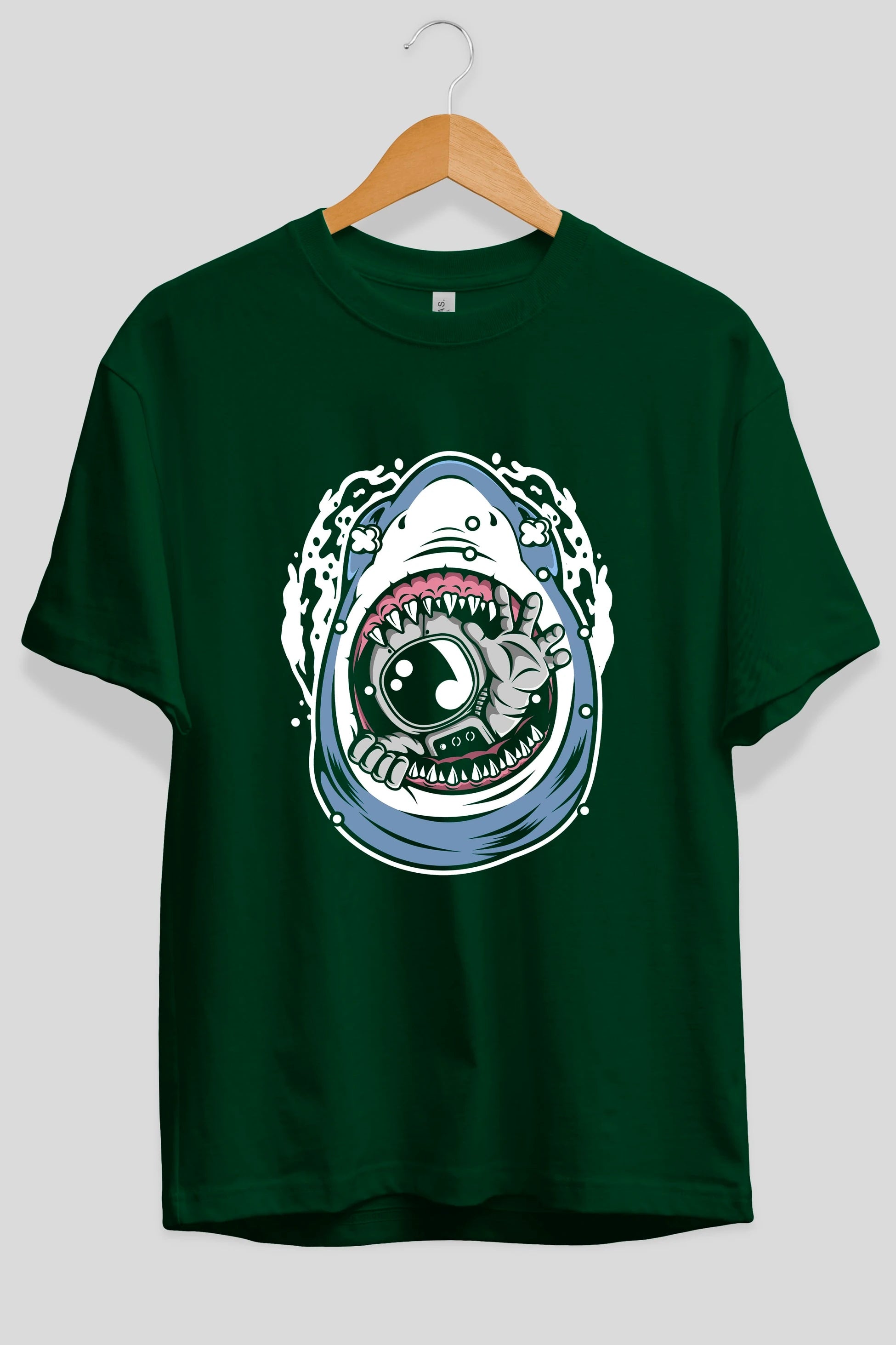 Astronaut Shark Ön Baskılı Oversize t-shirt Erkek Kadın Unisex