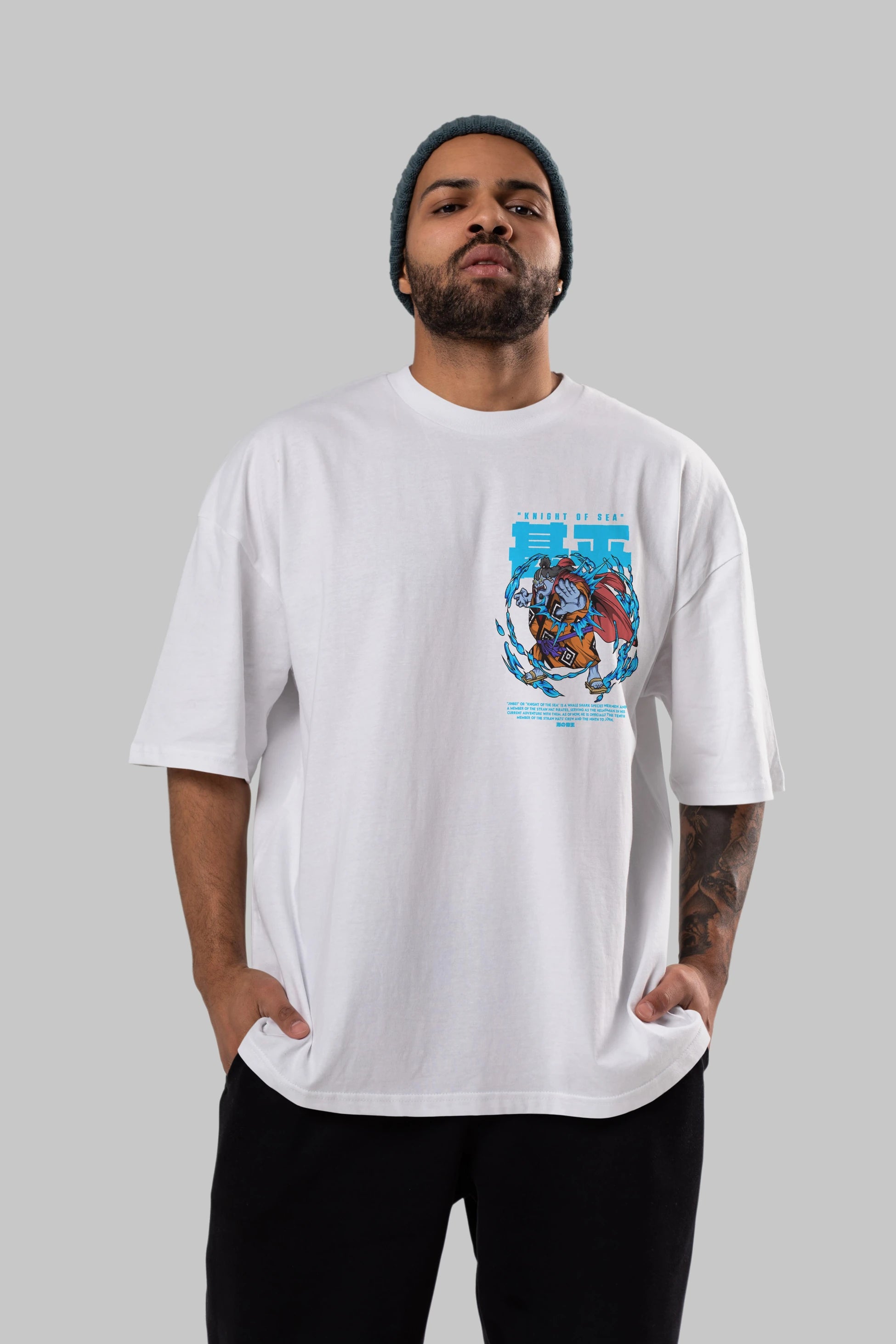 Jinbei Ön Sol Baskılı Oversize t-shirt Erkek Kadın Unisex %100 Pamuk Bisiklet Yaka tişort