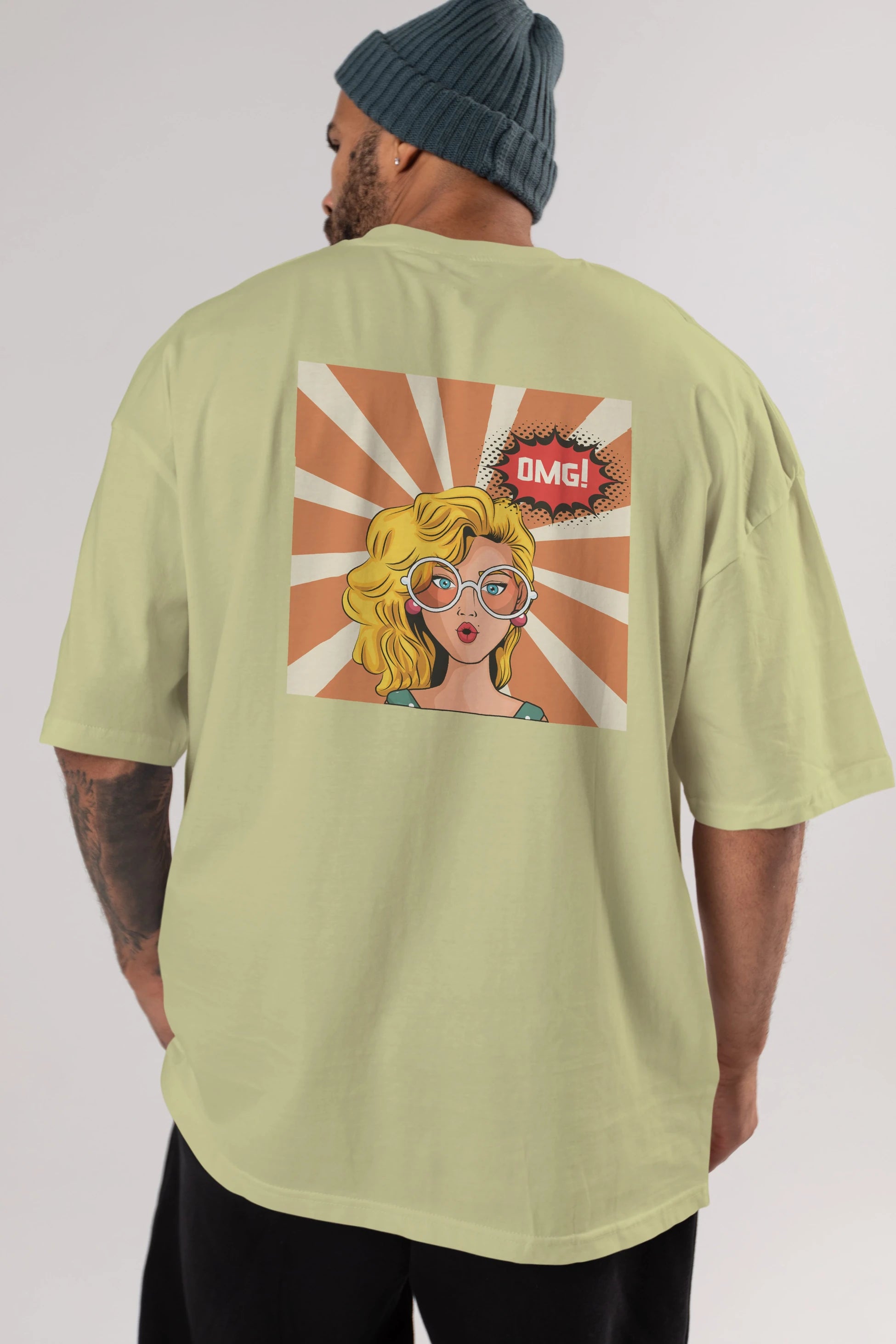 OMG Yazılı Retro Arka Baskılı Oversize t-shirt Erkek Kadın Unisex