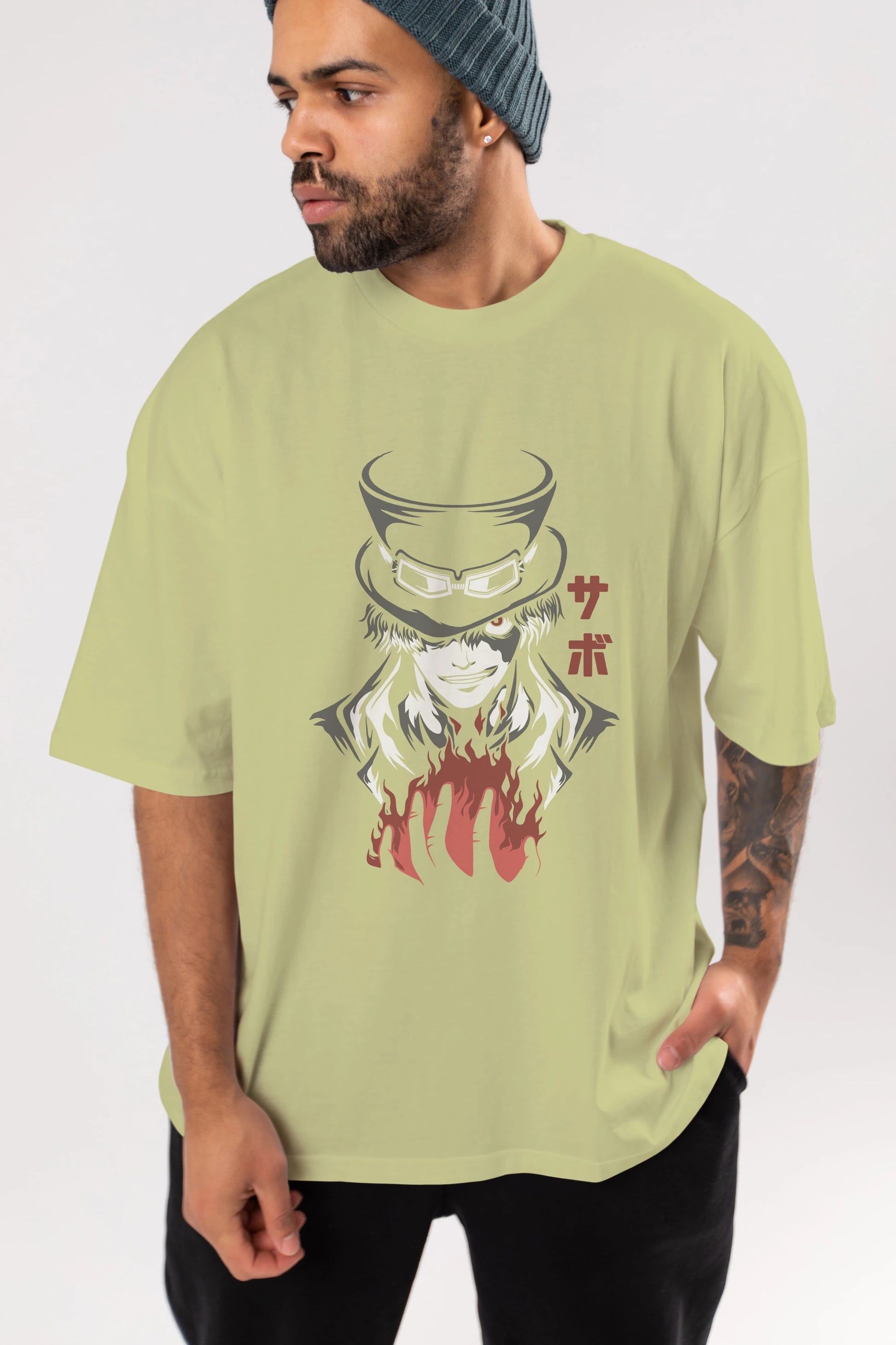 SaboOnePiece Anime Ön Baskılı Oversize t-shirt %100 pamuk Erkek Kadın Unisex