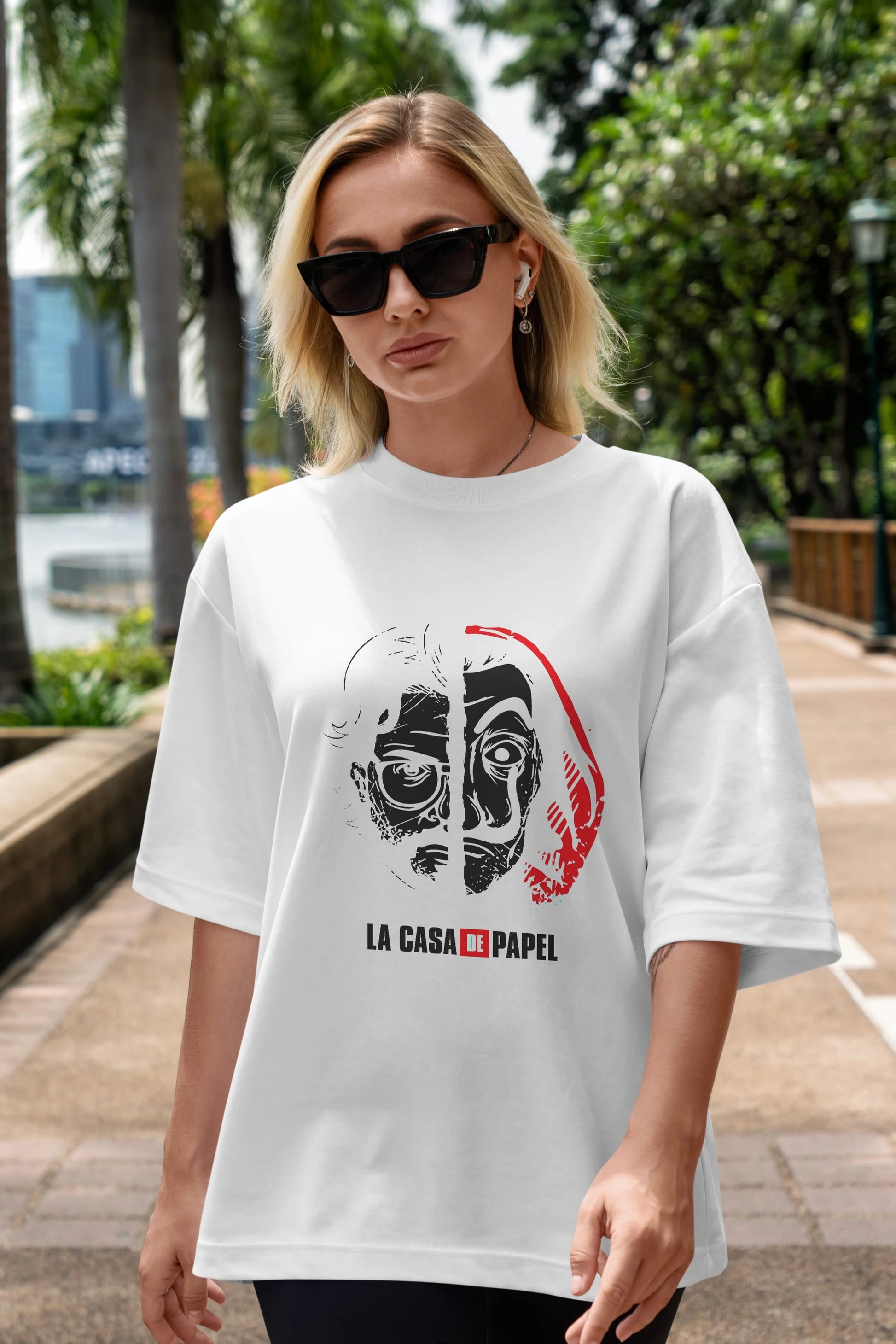 La Casa De Papel (9) Ön Baskılı Oversize t-shirt Erkek Kadın Unisex %100 Pamuk Bisiklet Yaka tişort
