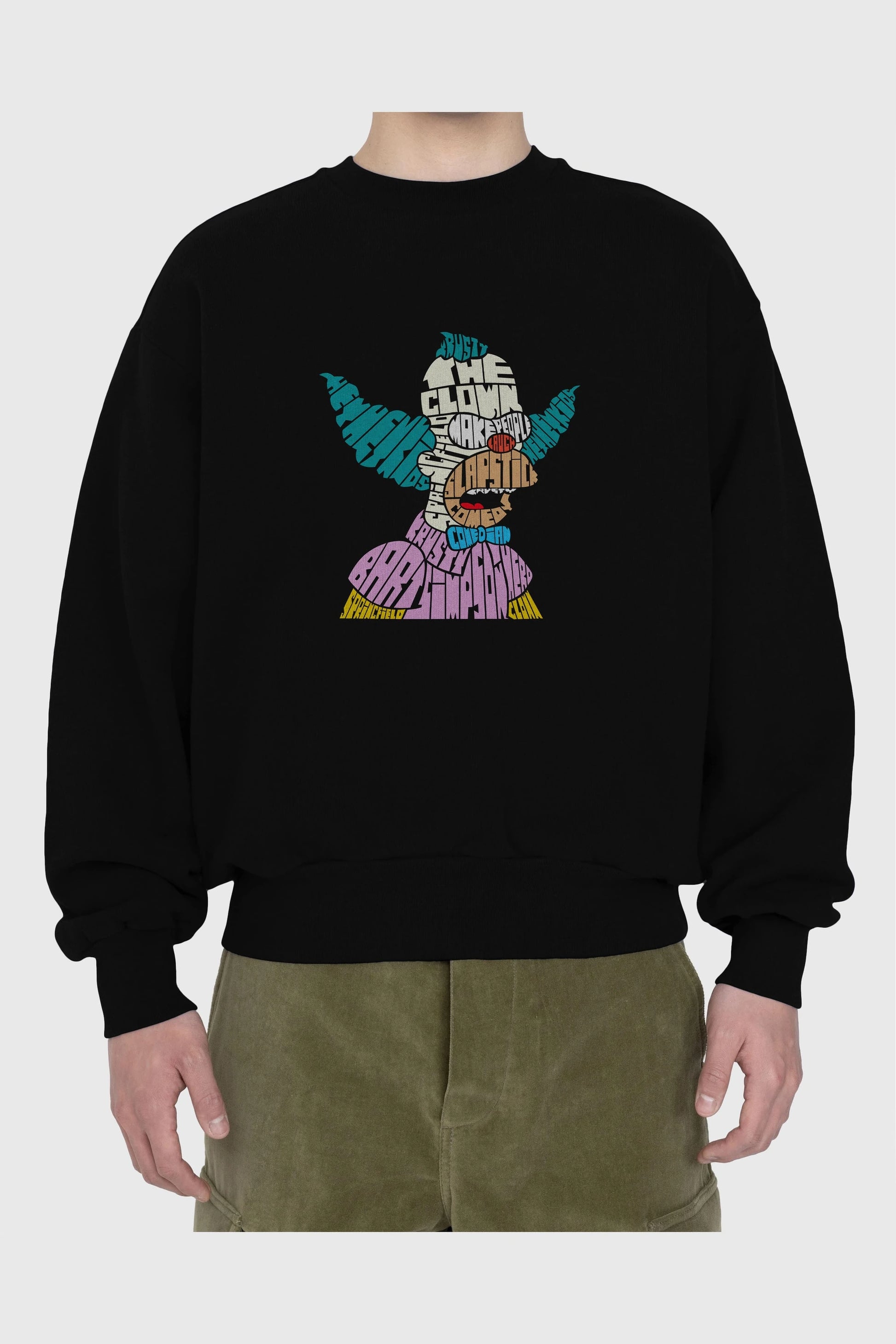 Krusty Clown Ön Baskılı Oversize Sweatshirt Erkek Kadın Unisex