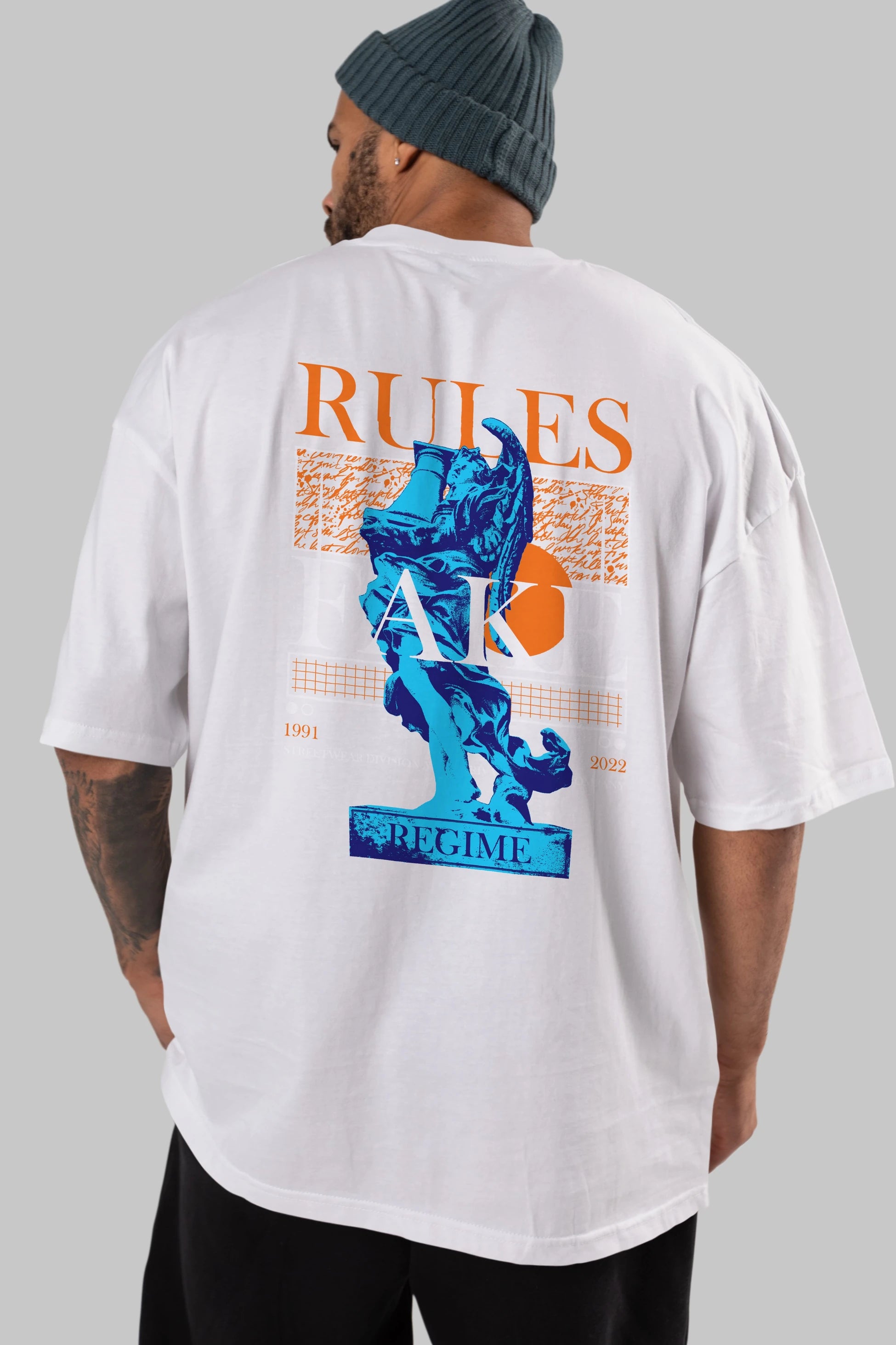 Rules Fake Arka Baskılı Oversize t-shirt Erkek Kadın Unisex