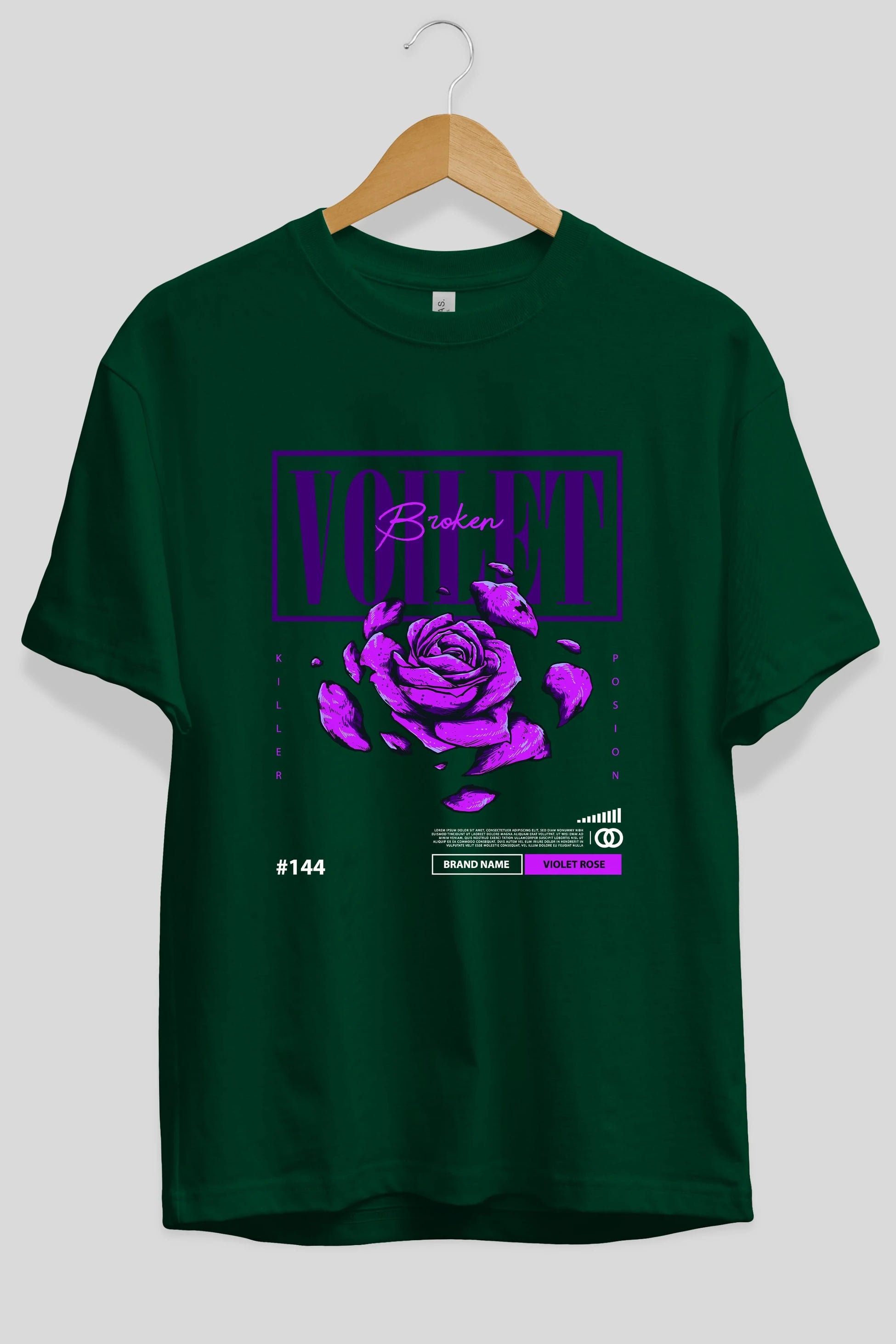 Voilet Broken Ön Baskılı Oversize t-shirt Erkek Kadın Unisex