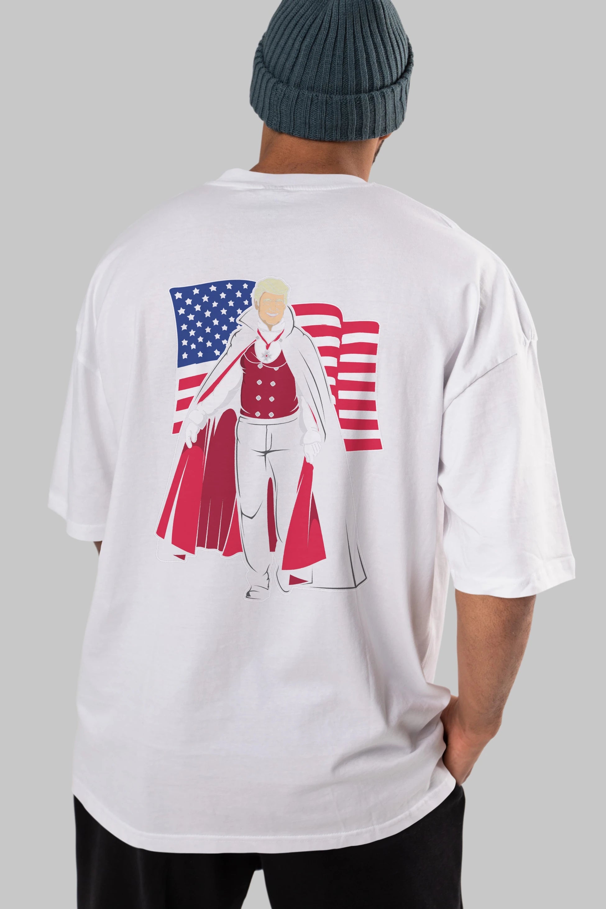Trump Dracula Arka Baskılı Oversize t-shirt Erkek Kadın Unisex %100 Pamuk tişort
