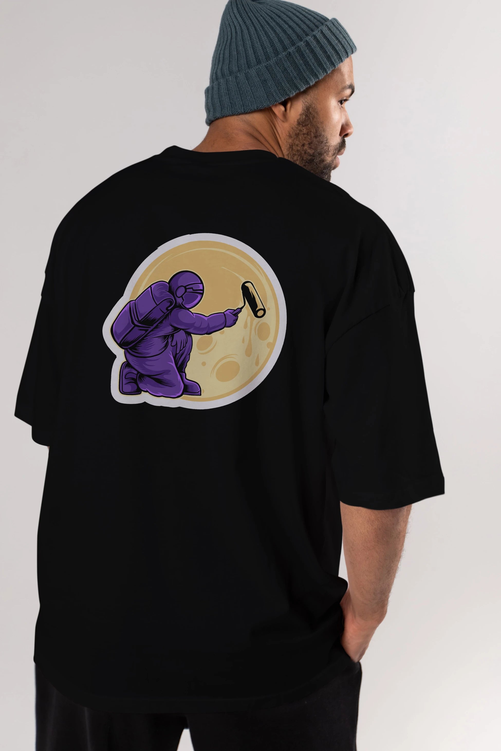 Astropaint Sticker Arka Baskılı Oversize t-shirt Erkek Kadın Unisex