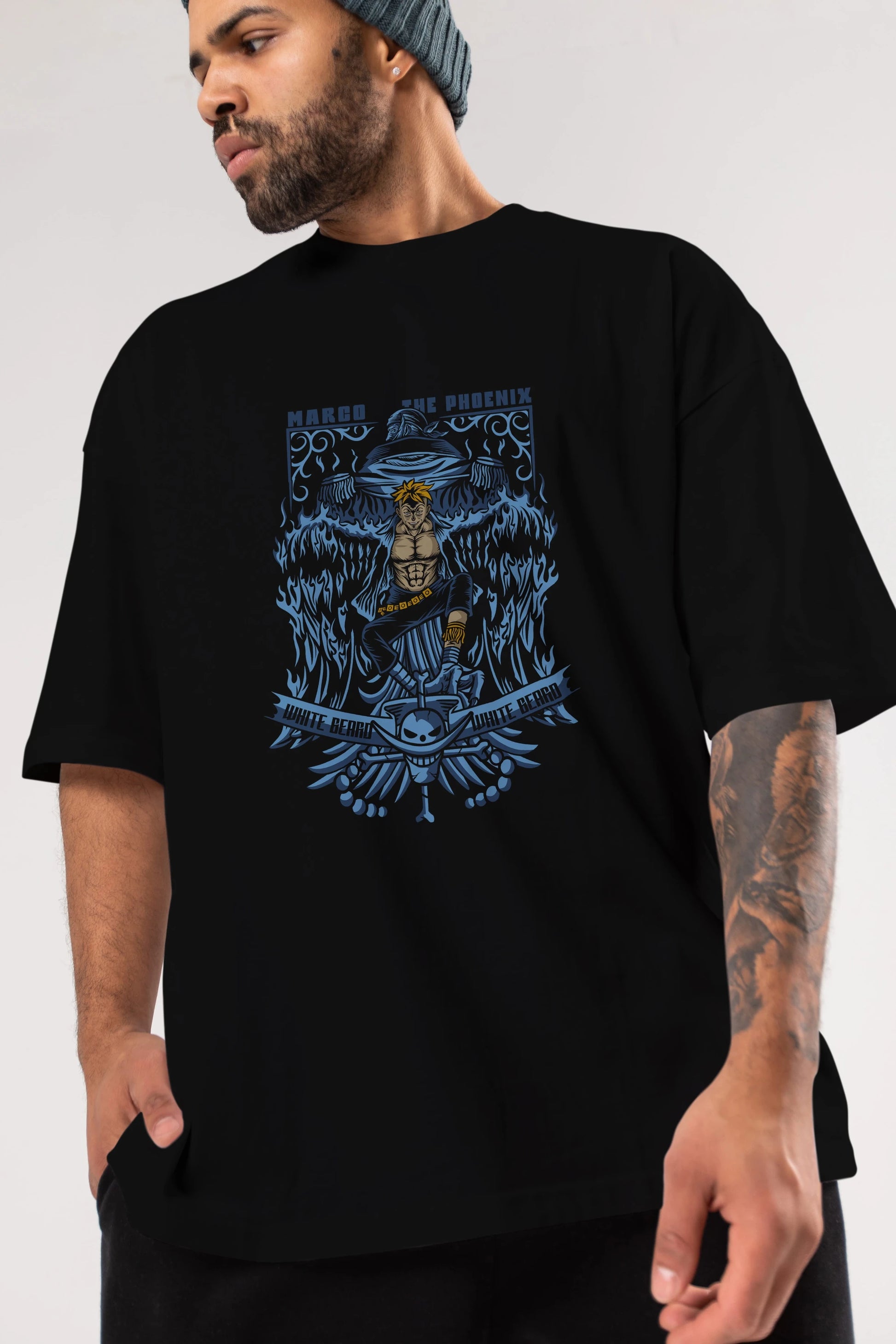 Marco the Phoenix Anime Ön Baskılı Oversize t-shirt Erkek Kadın Unisex