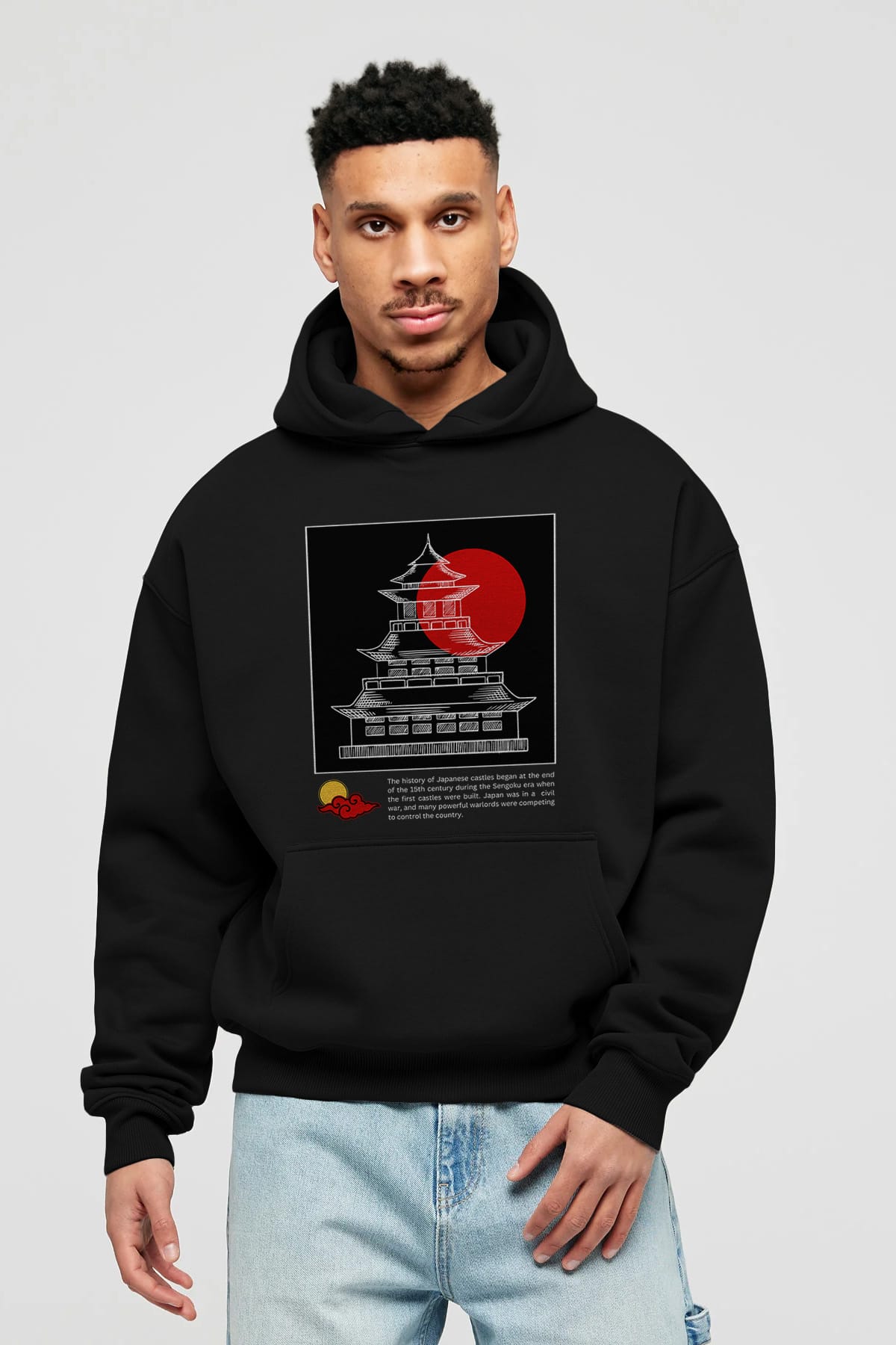 Japan Streetwear Ön Baskılı Oversize Hoodie Kapüşonlu Sweatshirt Erkek Kadın Unisex