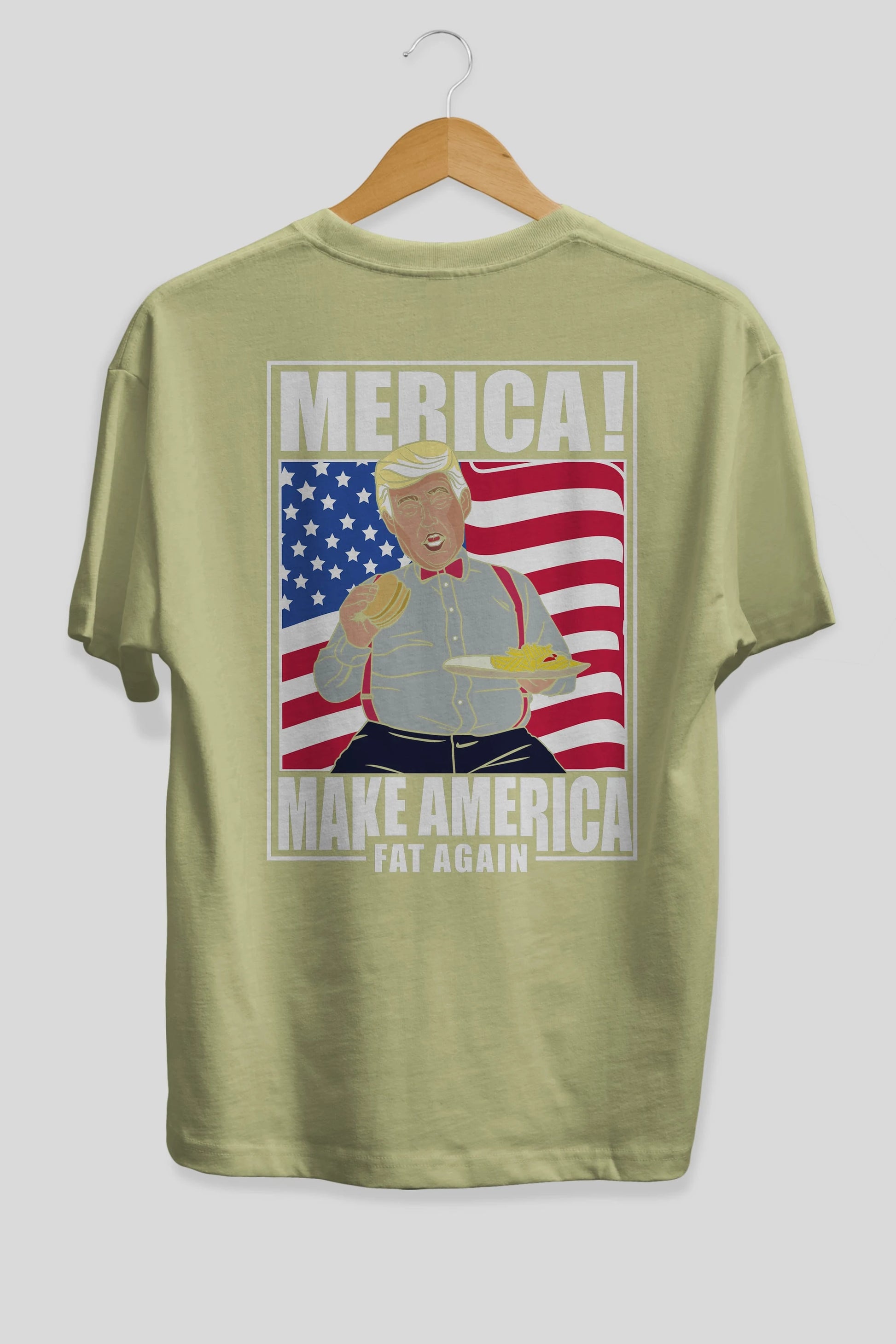 Trump Burger Arka Baskılı Oversize t-shirt Erkek Kadın Unisex %100 Pamuk tişort