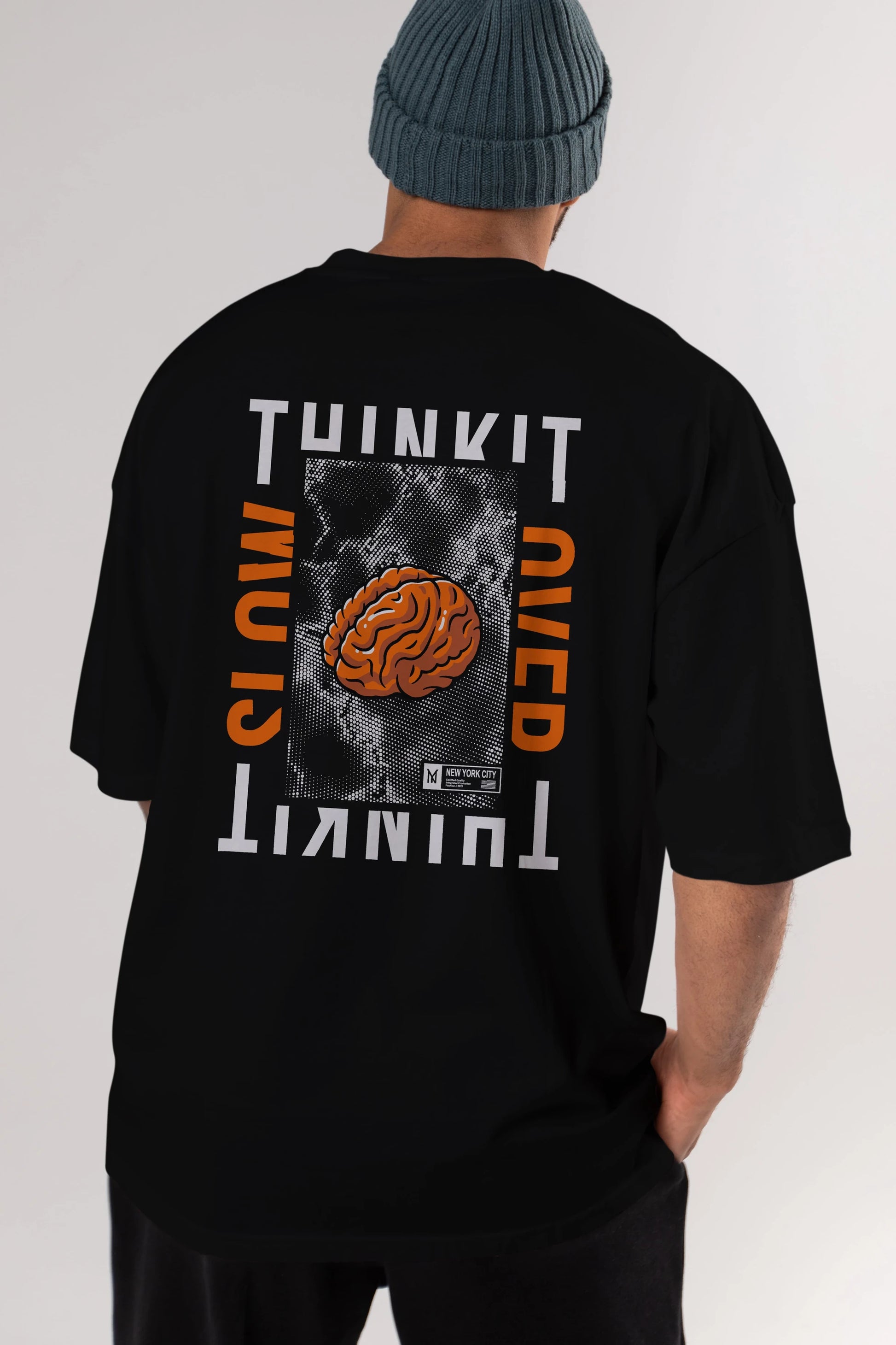 Think it Arka Baskılı Oversize t-shirt Erkek Kadın Unisex
