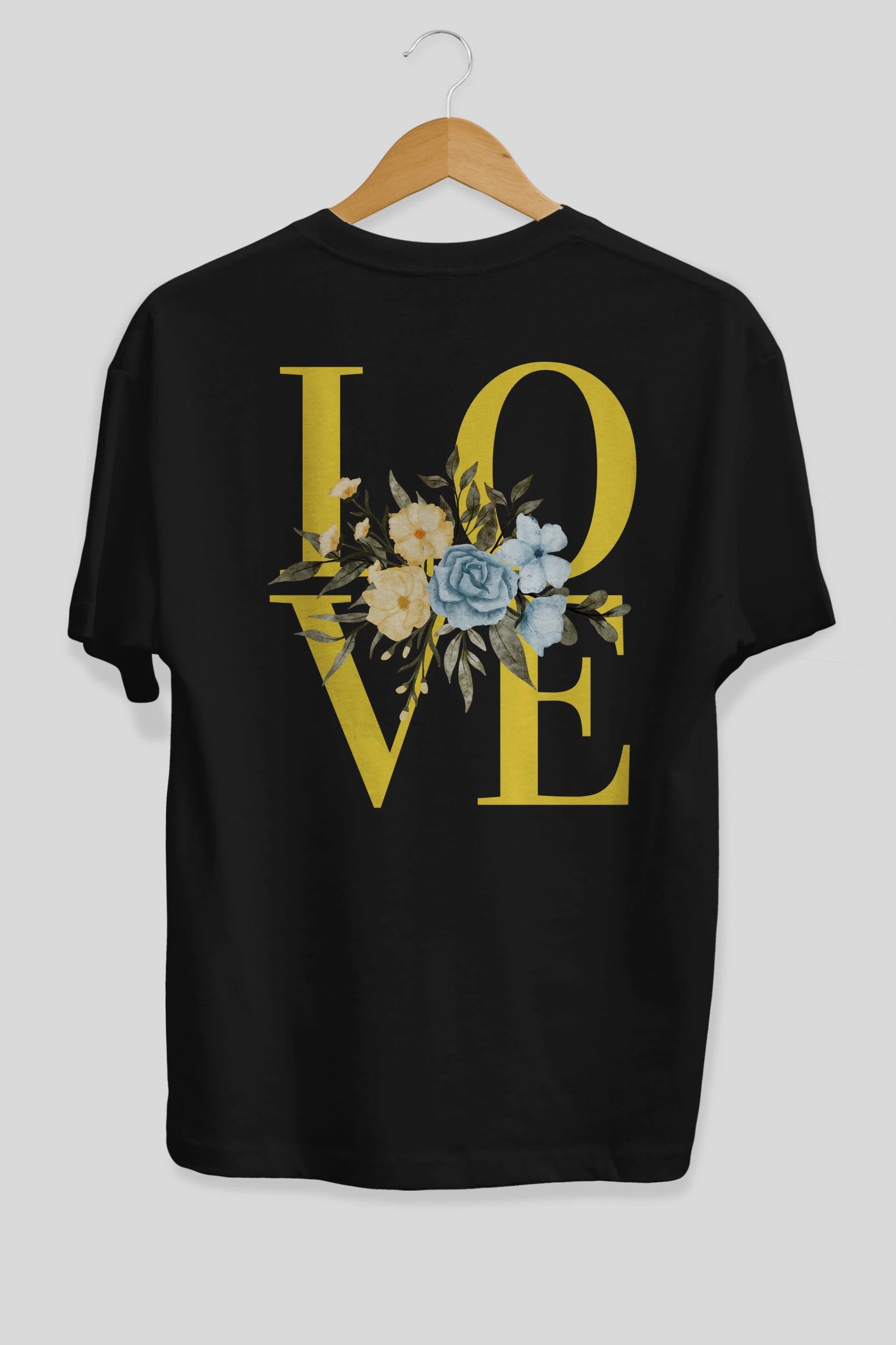 Love Flower Arka Baskılı Oversize t-shirt Erkek Kadın Unisex