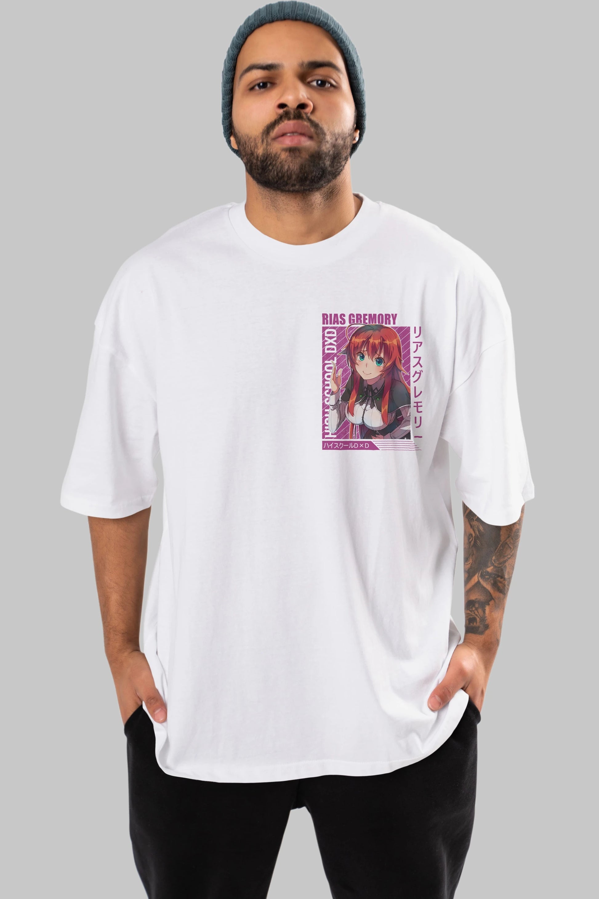 Rias Gremory 10 Ön Sol Baskılı Oversize t-shirt Erkek Kadın Unisex %100 Pamuk Bisiklet Yaka tişort