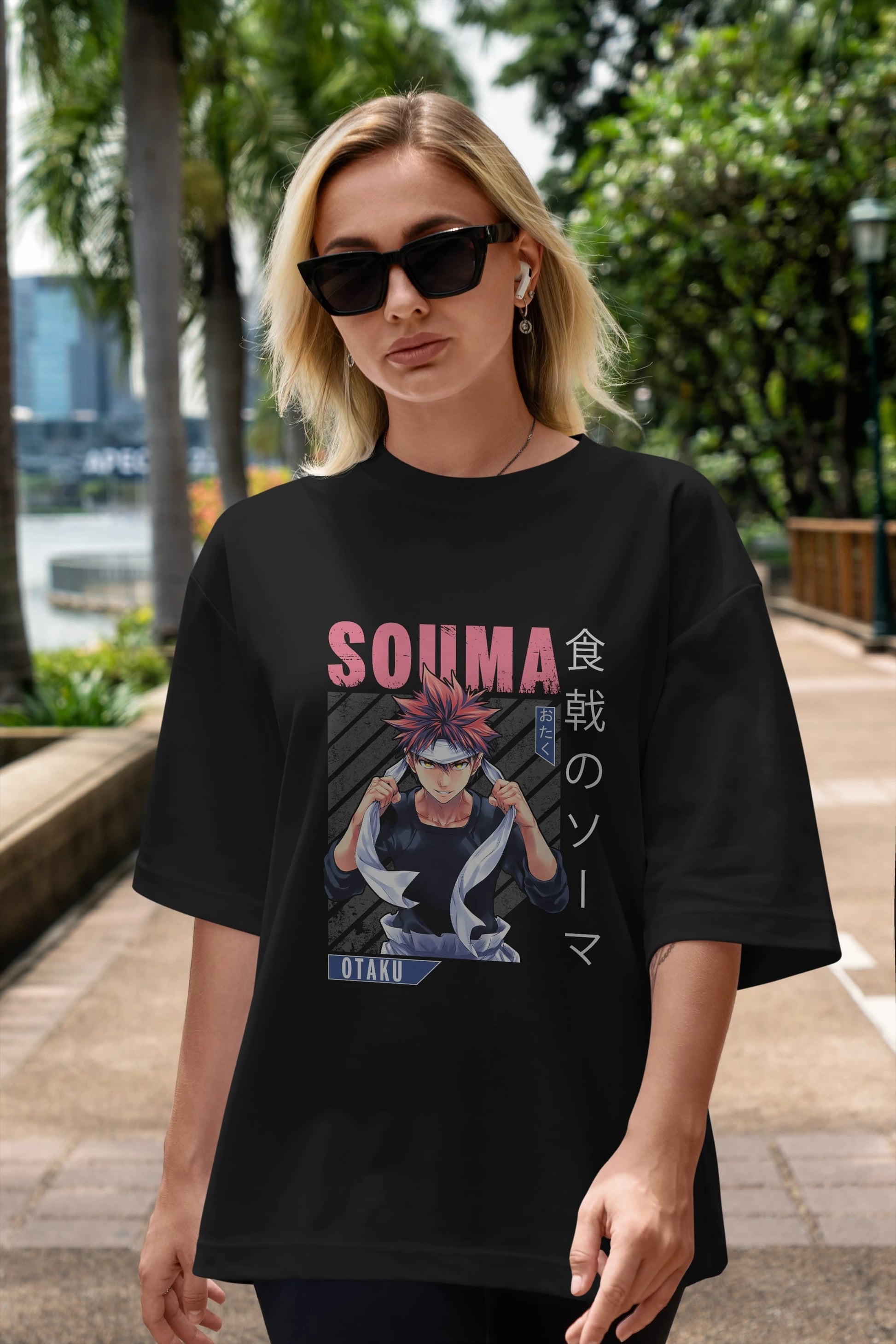Souma Yukihira 8 Anime Ön Baskılı Oversize t-shirt %100 pamuk Erkek Kadın Unisex