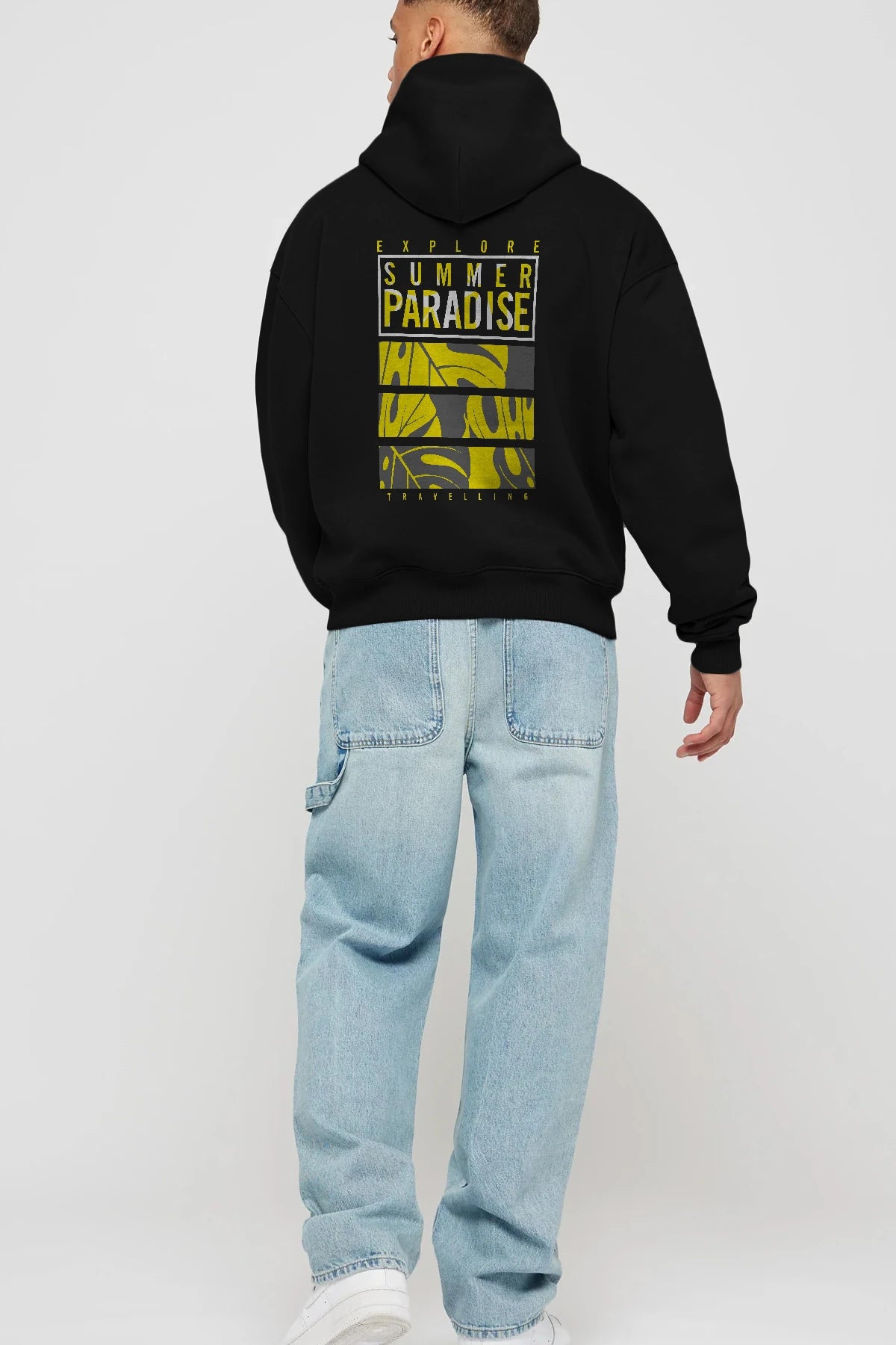 Summer Paradise Arka Baskılı Hoodie Oversize Kapüşonlu Sweatshirt Erkek Kadın Unisex
