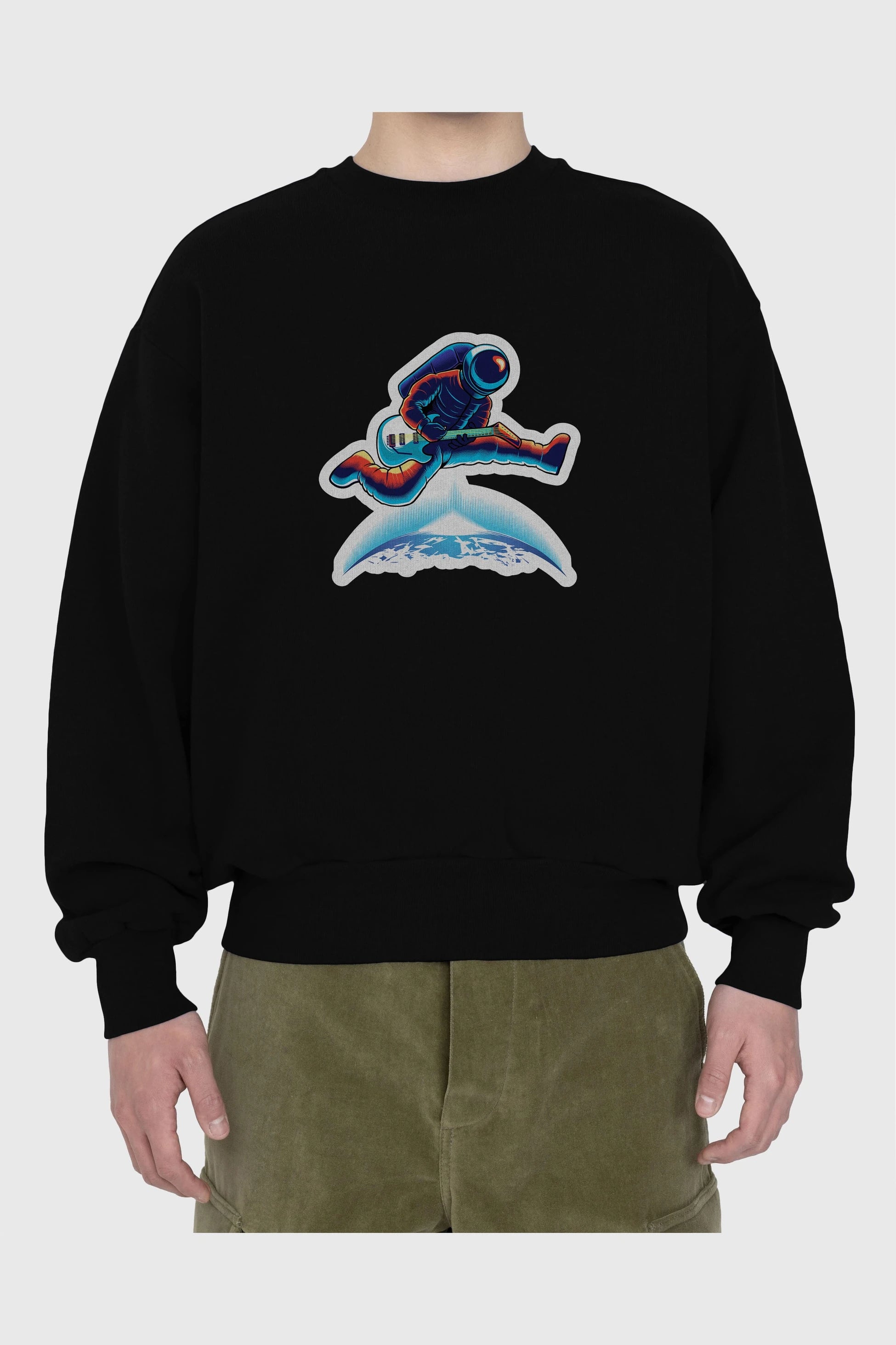 Astroguitar Sticker Ön Baskılı Oversize Sweatshirt Erkek Kadın Unisex